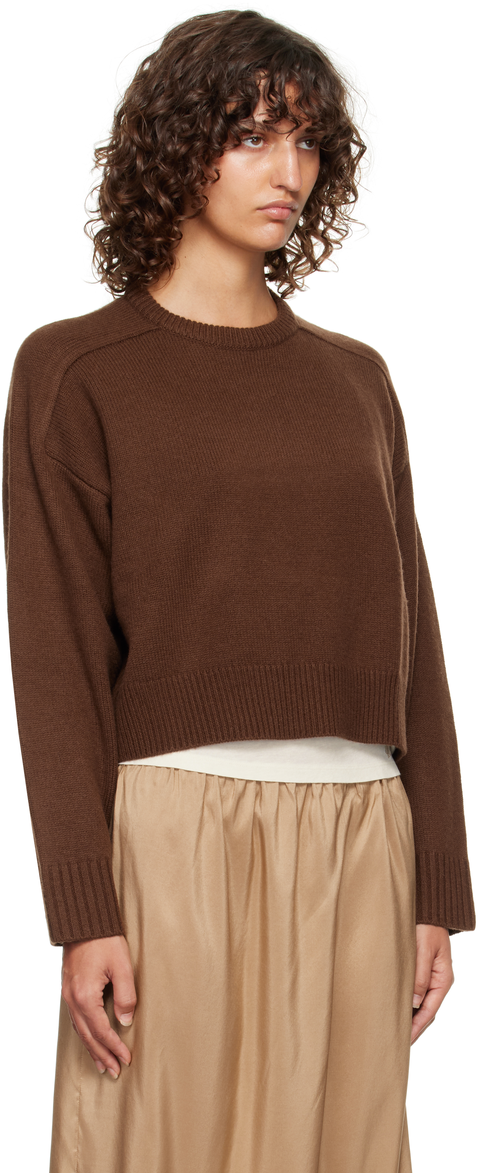 Loulou De Saison Brown Bruzzi Lds Boxy Cashmere Sweater In Brown