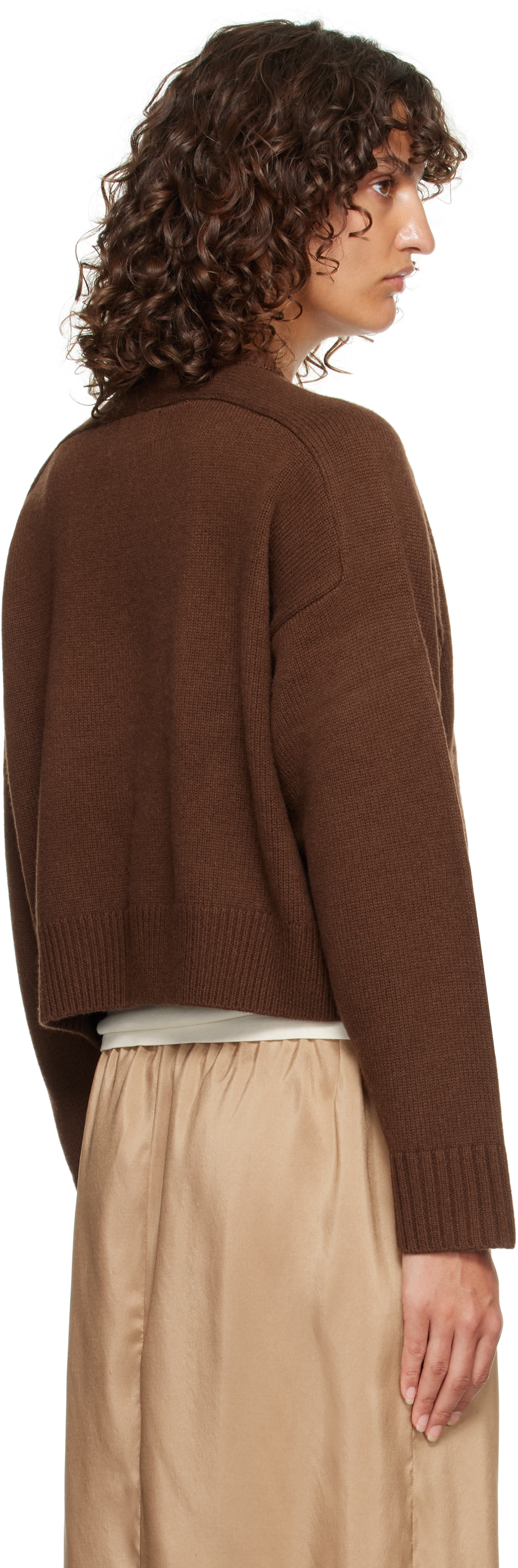 Loulou De Saison Brown Bruzzi Lds Boxy Cashmere Sweater In Brown