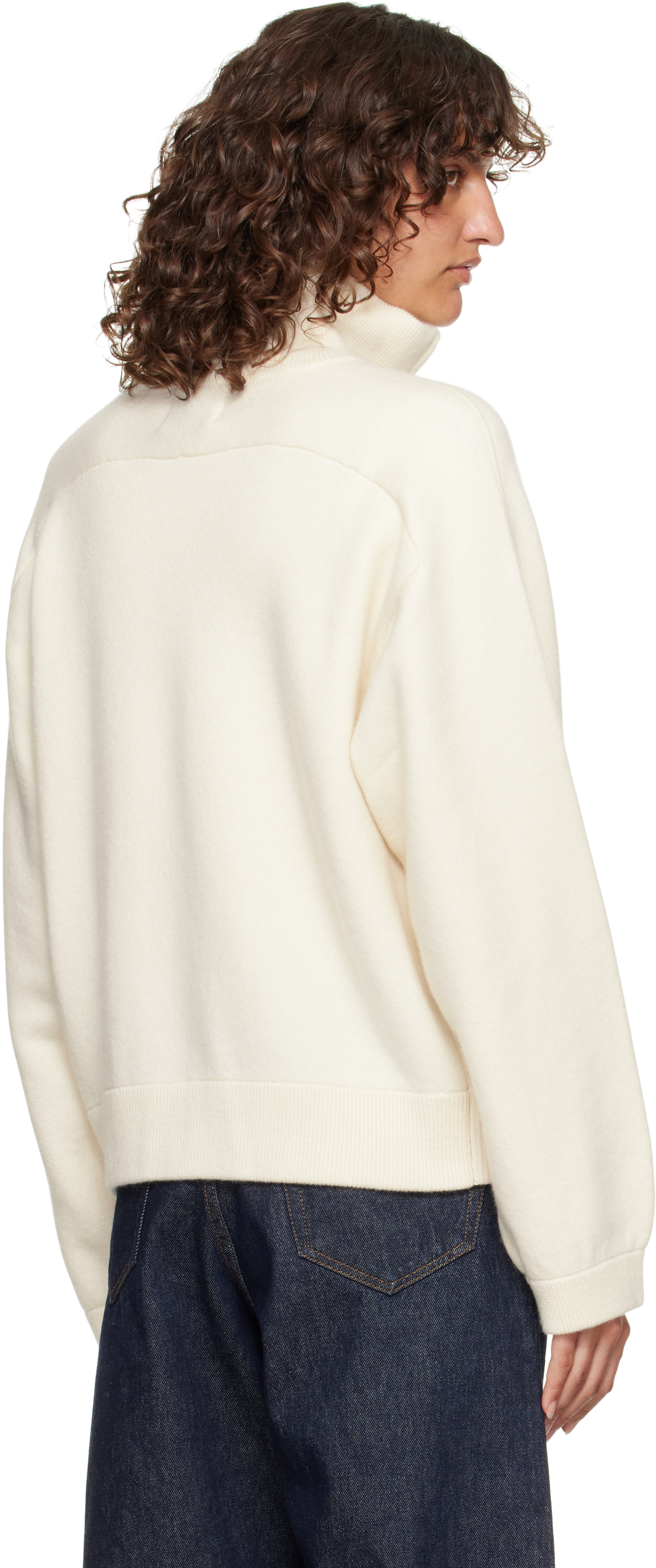 Loulou De Saison Dries Cashmere Stand Collar Sweater In White