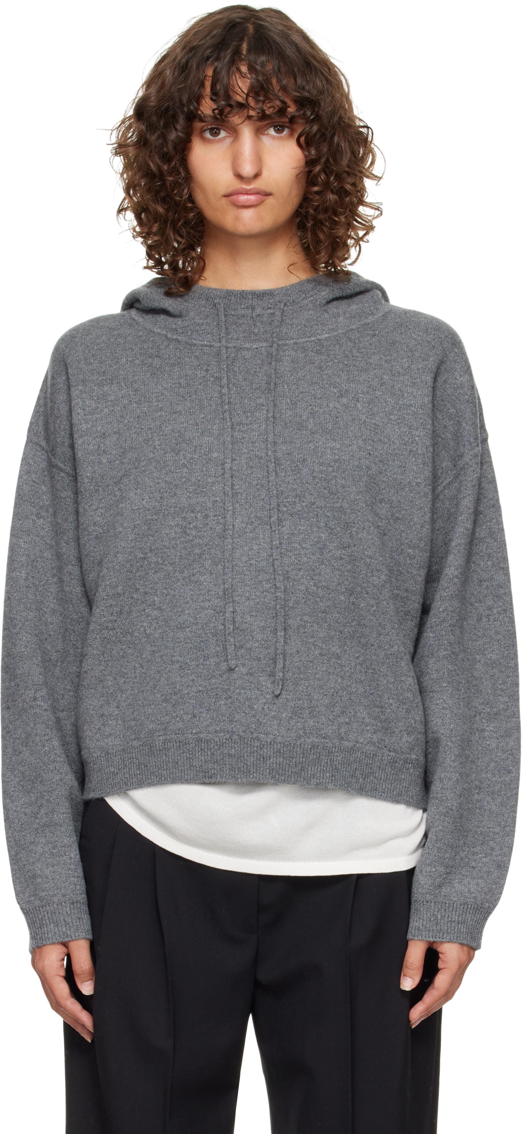 Loulou De Saison Gray Sarla Lds Cashmere Hoodie In Gray