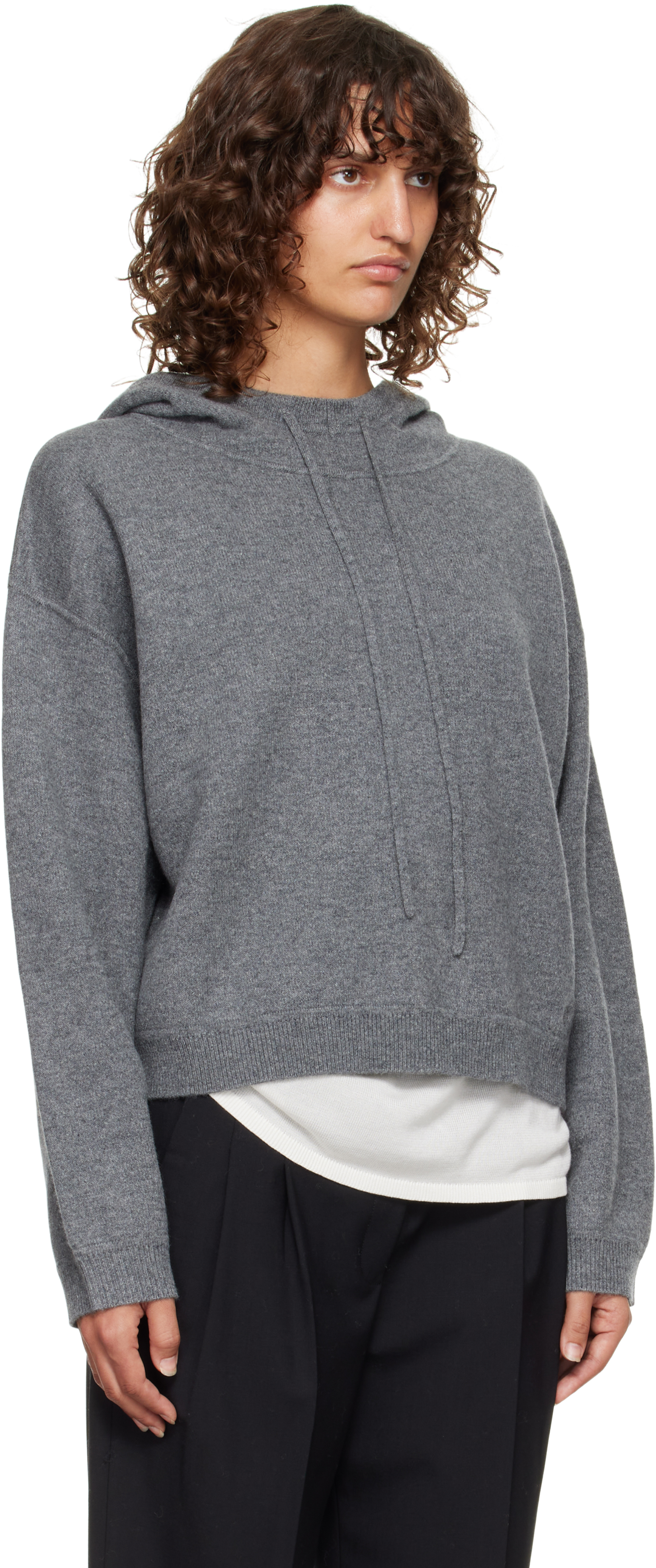 Loulou De Saison Gray Sarla Lds Cashmere Hoodie In Gray