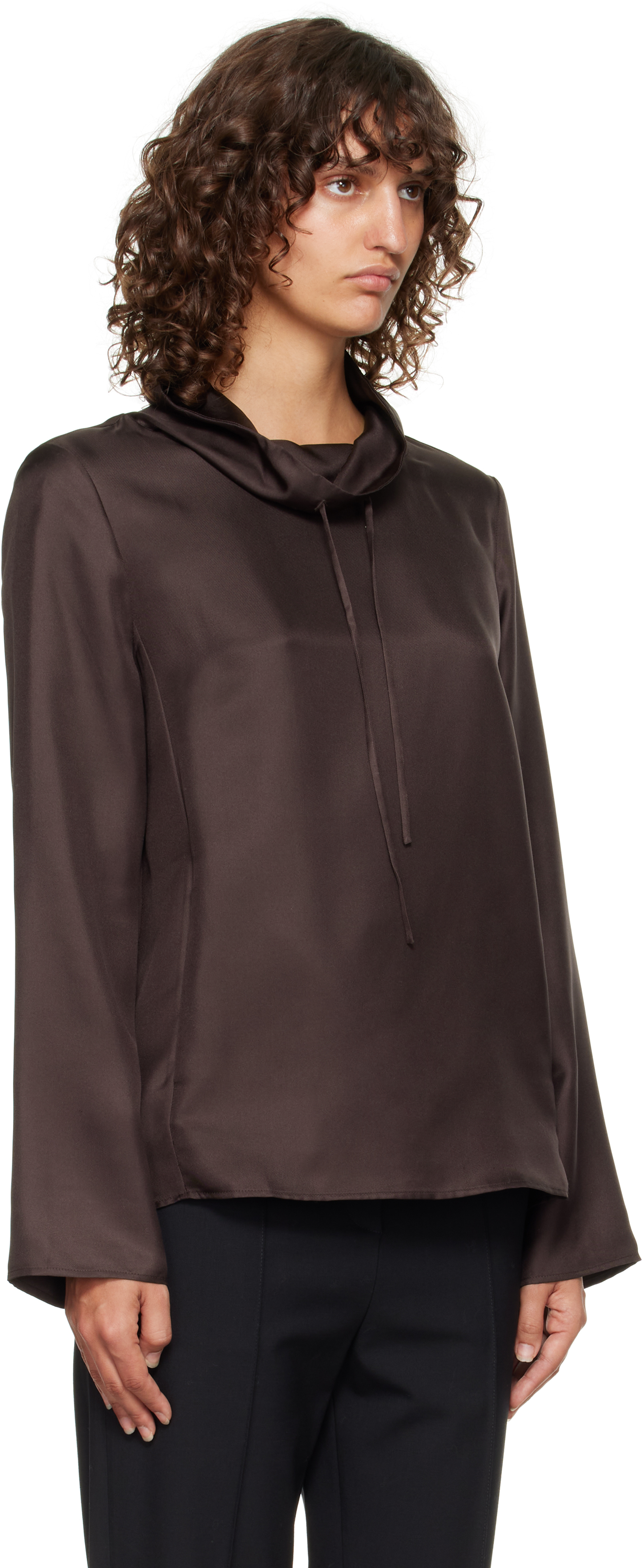 Loulou De Saison Brown Cyna Silk Blouse In Burgundy
