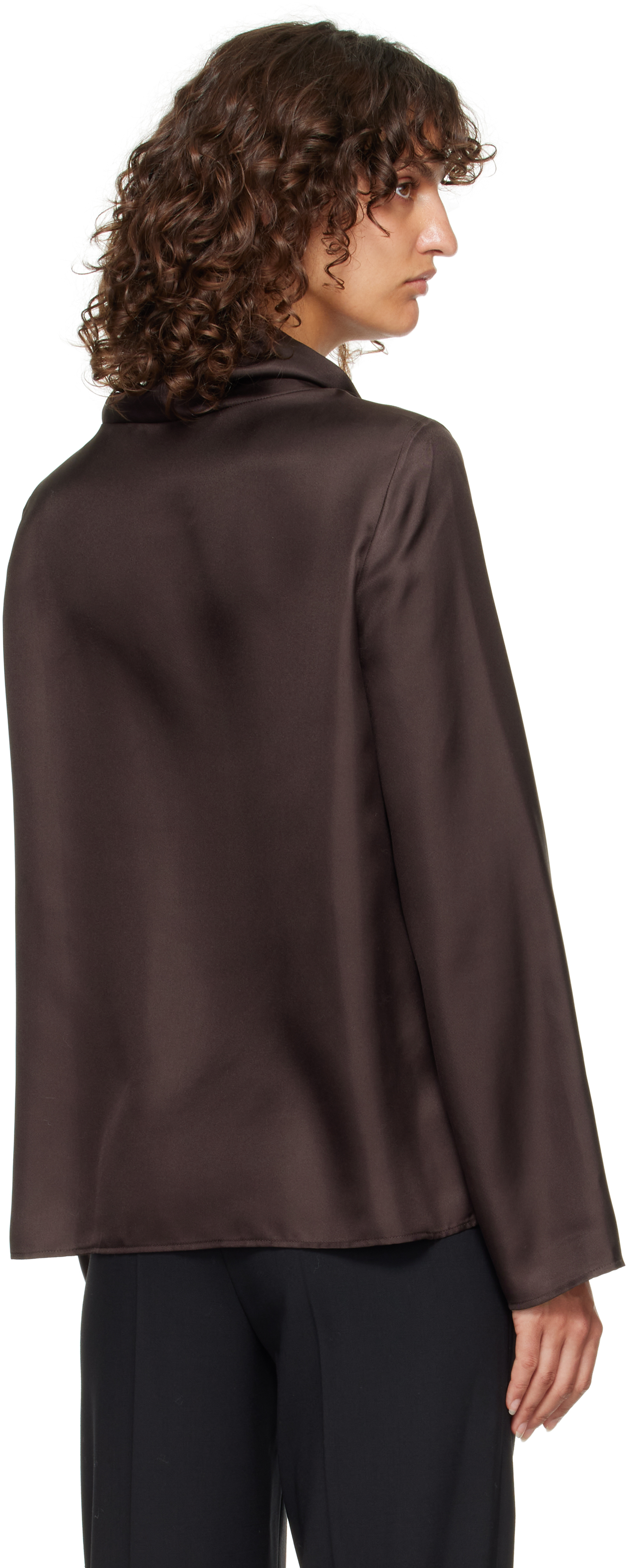 Loulou De Saison Brown Cyna Silk Blouse In Burgundy
