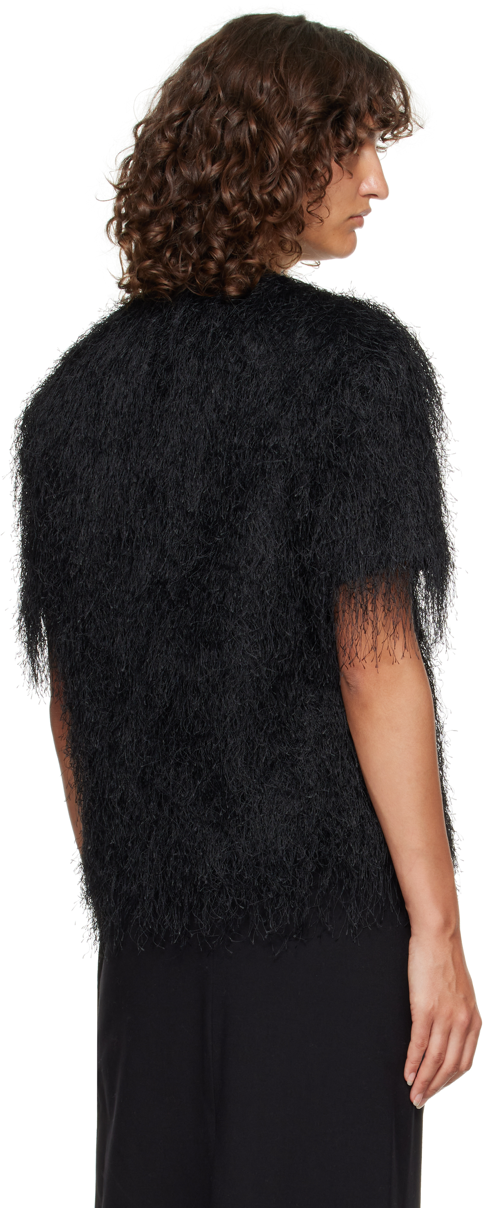 Loulou De Saison Zaro Fringed Short-sleeve T-shirt In Black