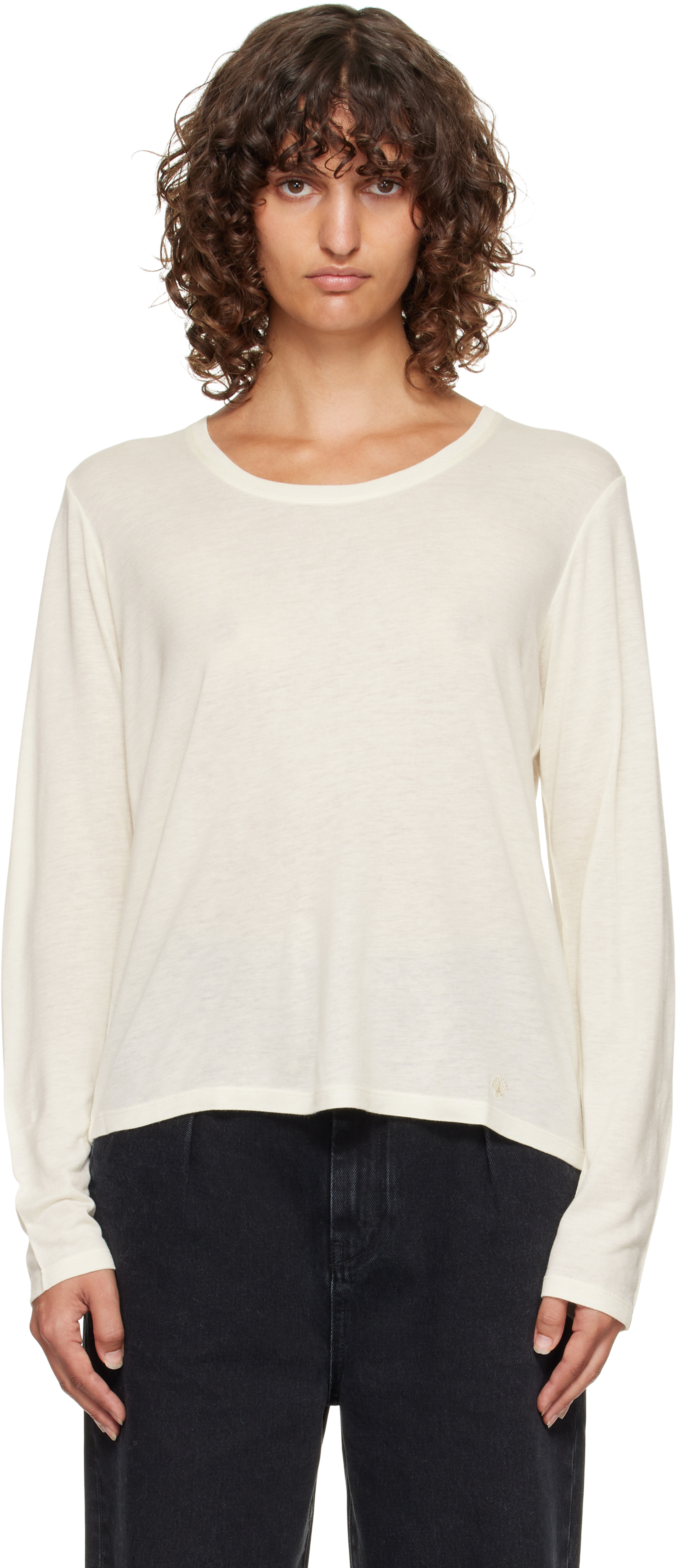 Loulou De Saison Off-white Ava Lds Longsleeve Jersey T-shirt In White