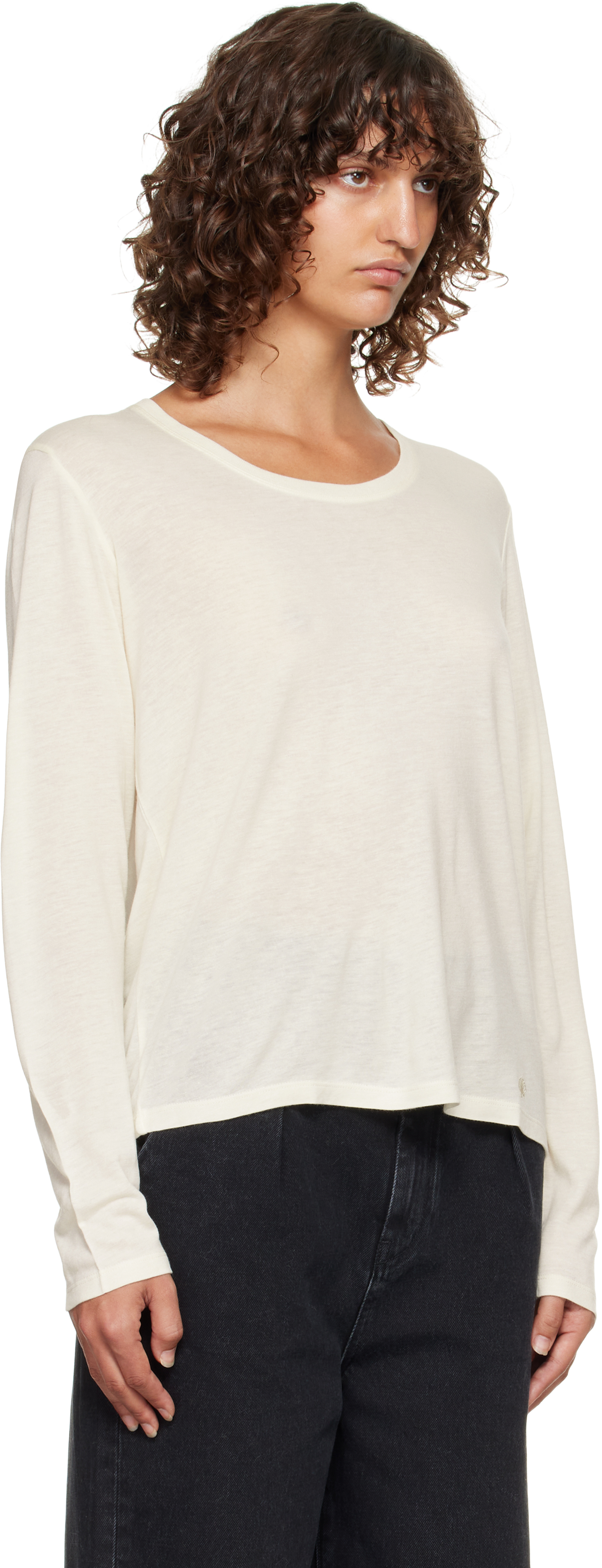 Loulou De Saison Off-white Ava Lds Longsleeve Jersey T-shirt In White