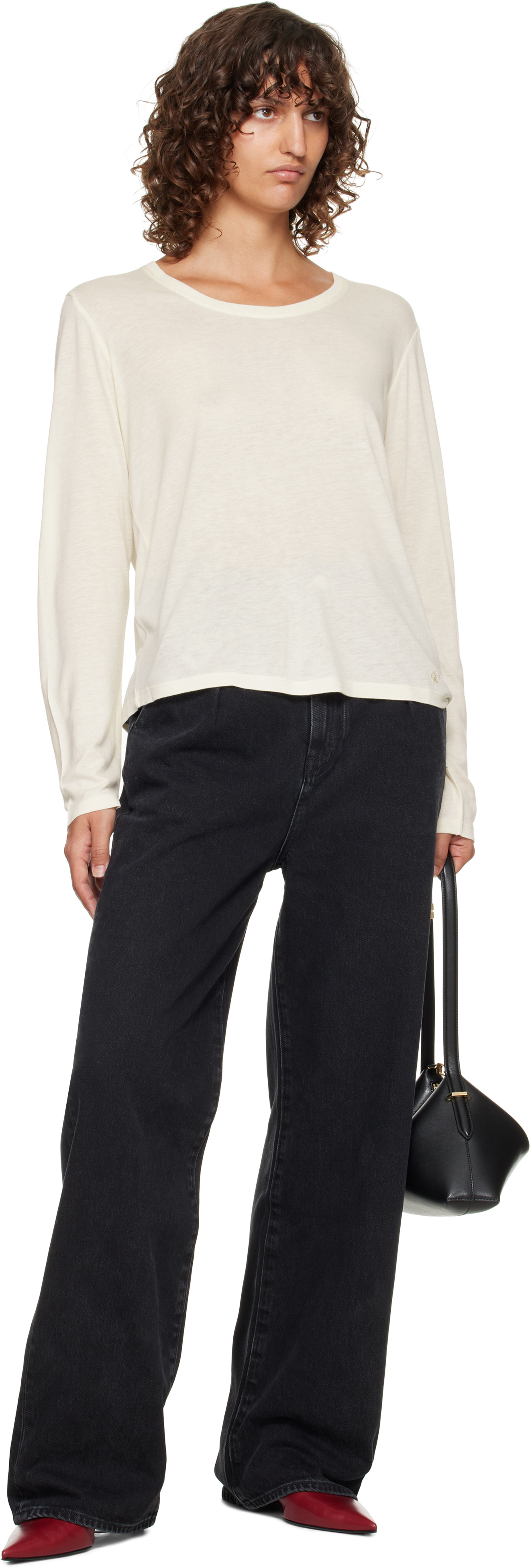 Loulou De Saison Off-white Ava Lds Longsleeve Jersey T-shirt In White
