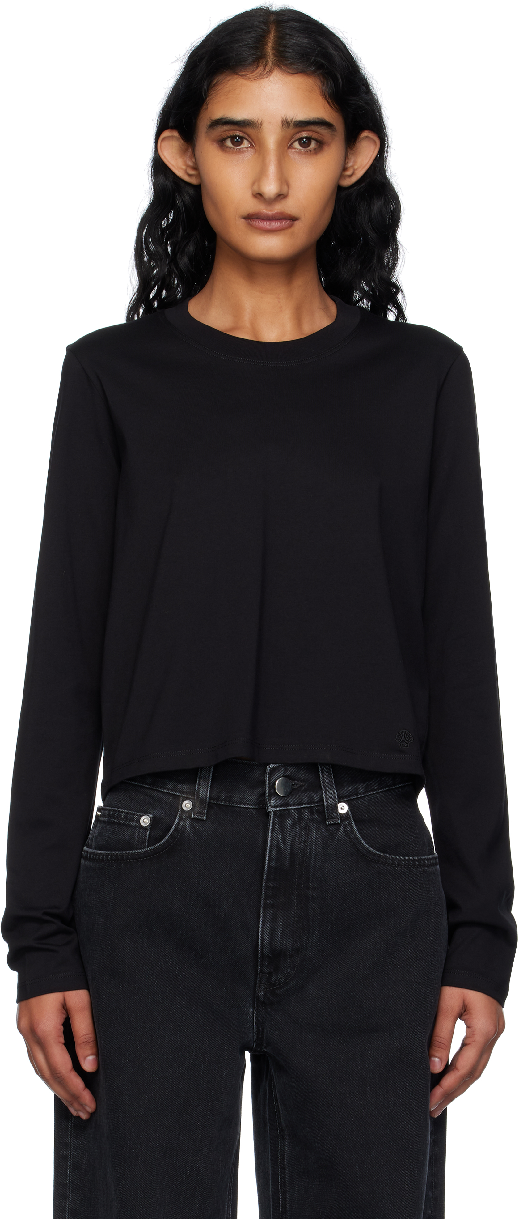 Black Masal LDS Longsleeve Cropped T-shirt