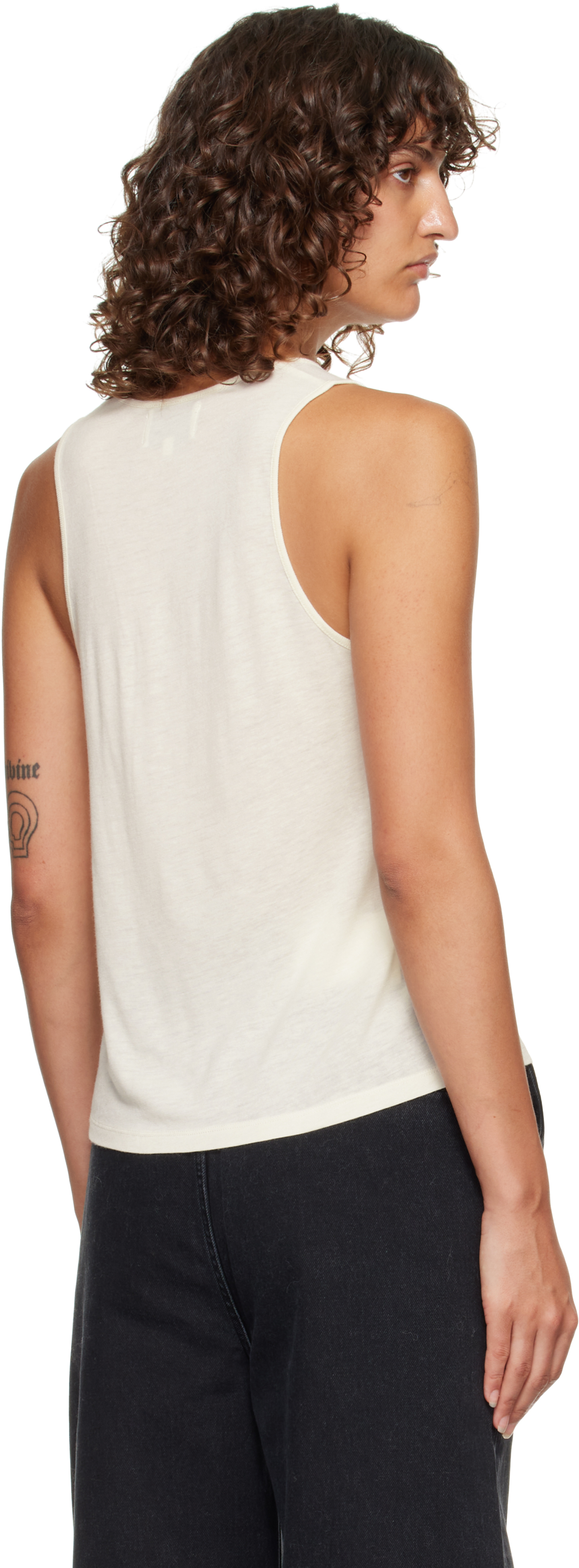 Loulou De Saison Off-white Albia Lds Jersey Tank Top In White