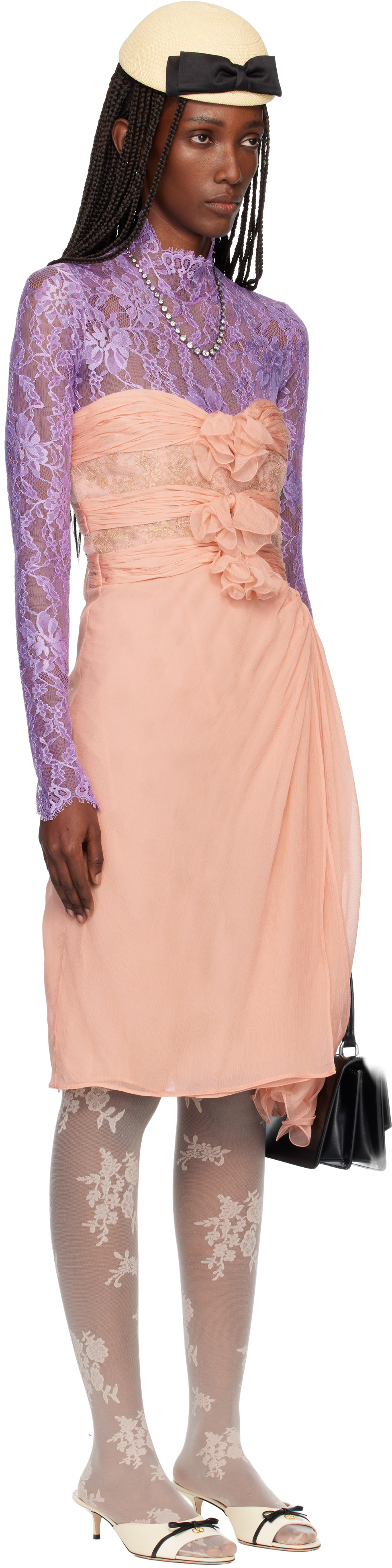 Valentino Pink Crepponne Chiffon Midi Dress