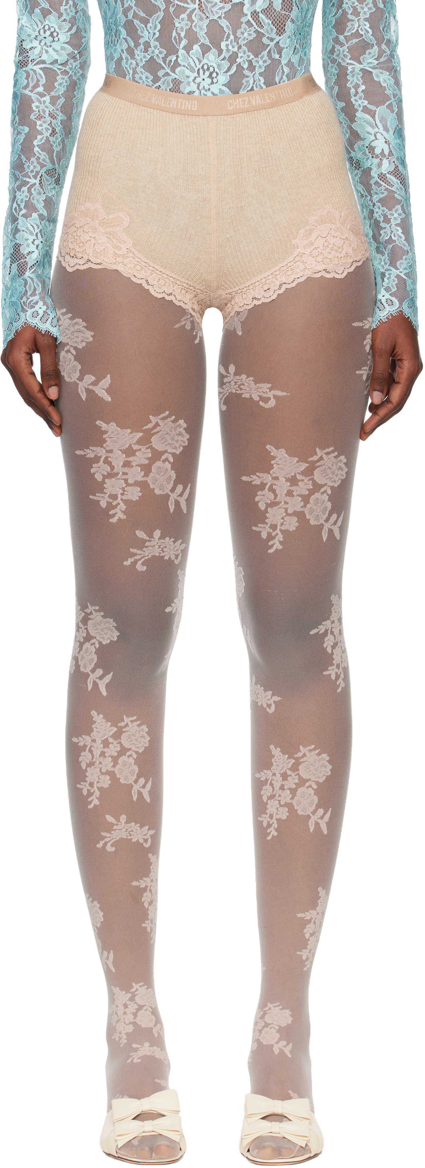 Valentino Beige & Pink Cashmere Shorts In Neutral