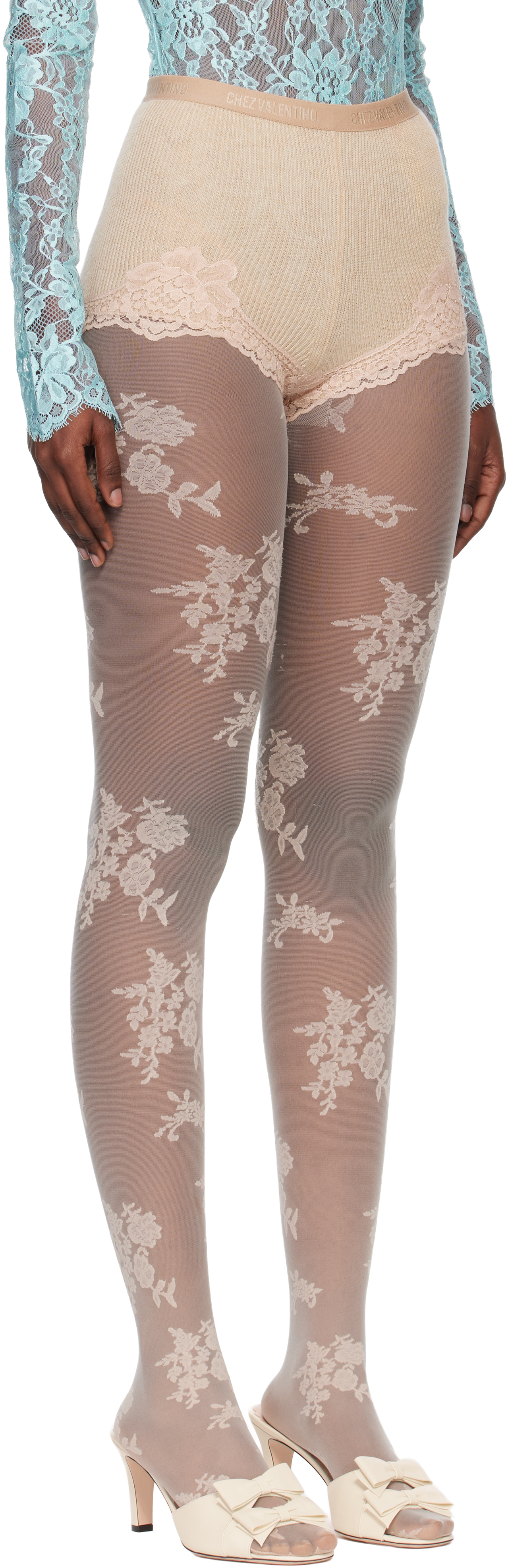 Valentino Beige & Pink Cashmere Shorts In Neutral