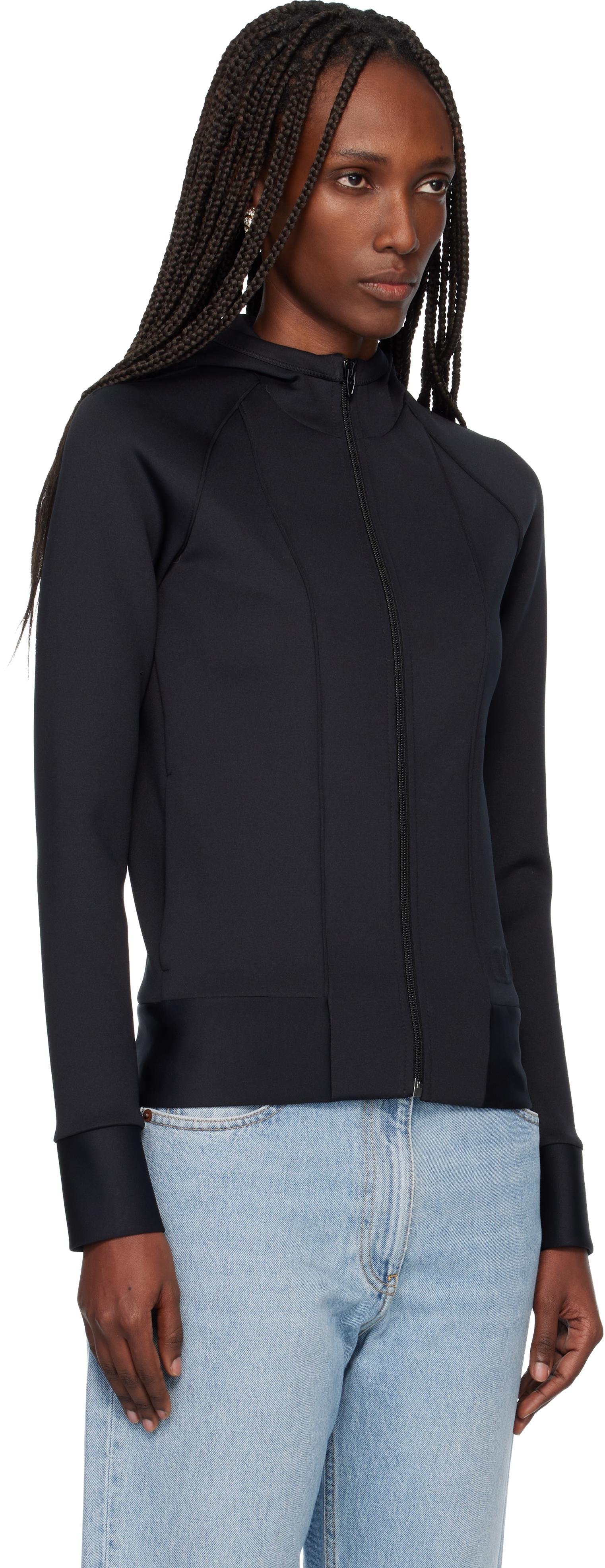 Valentino Black Embossed Logo Hoodie In Black