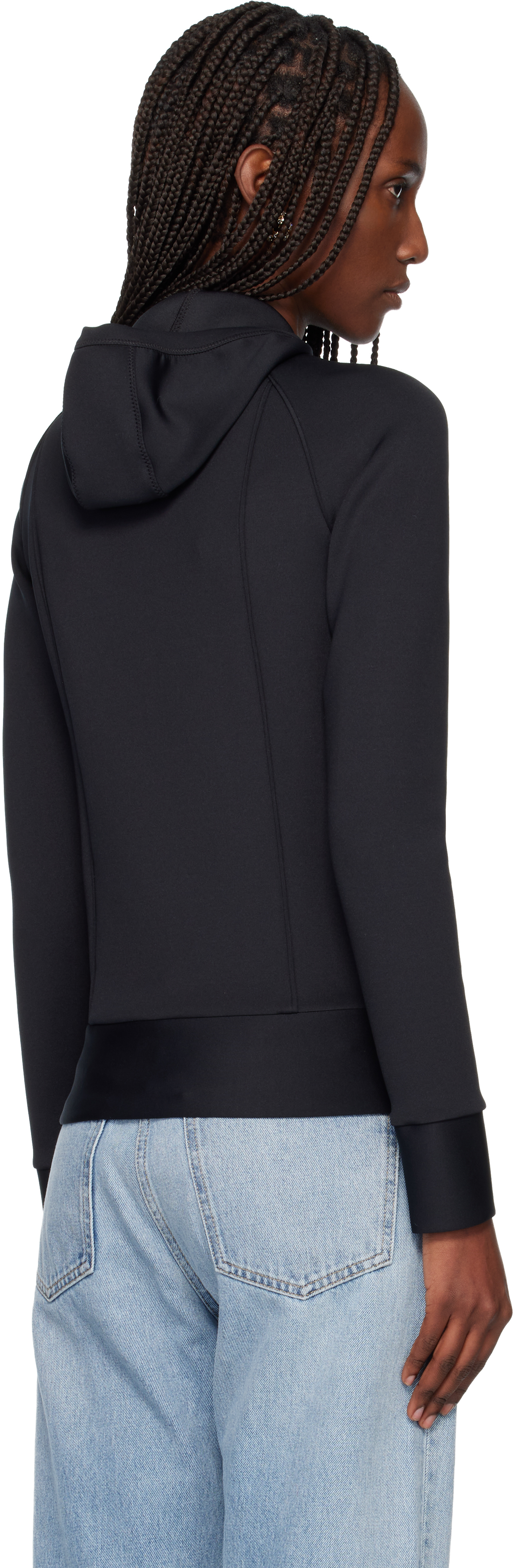 Valentino Black Embossed Logo Hoodie In Black