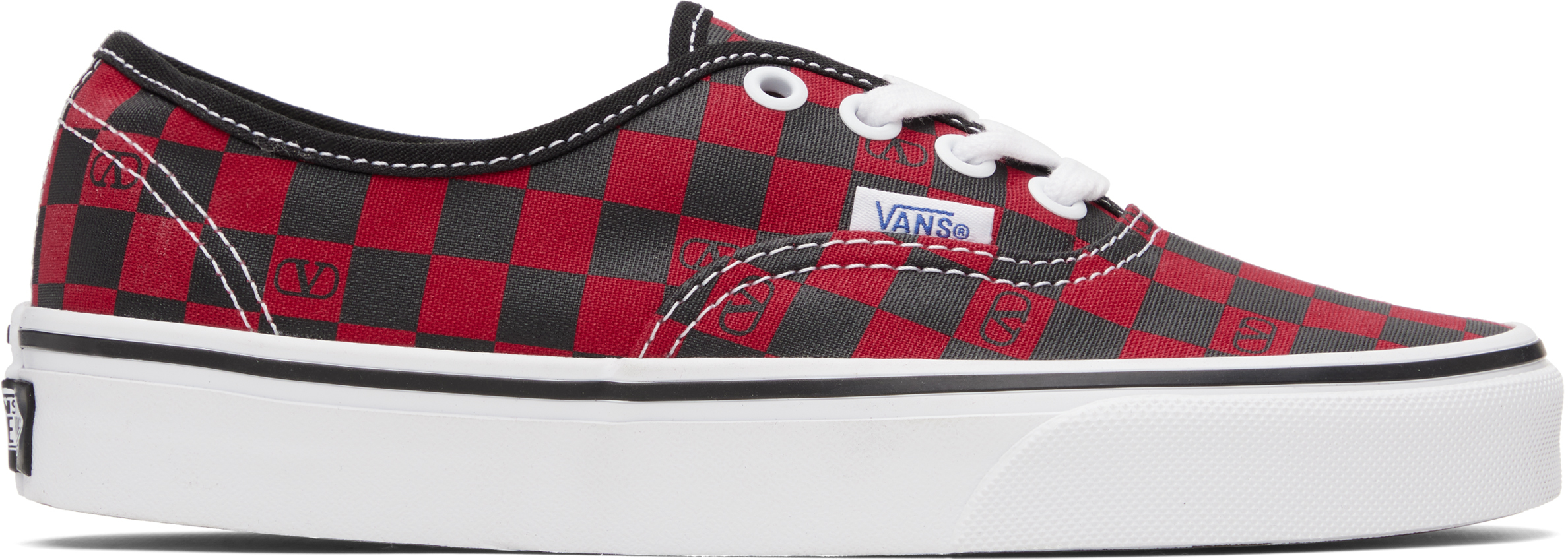 Valentino Red Vans Edition Low-top Vlogo Checkerboard Sneakers In Red