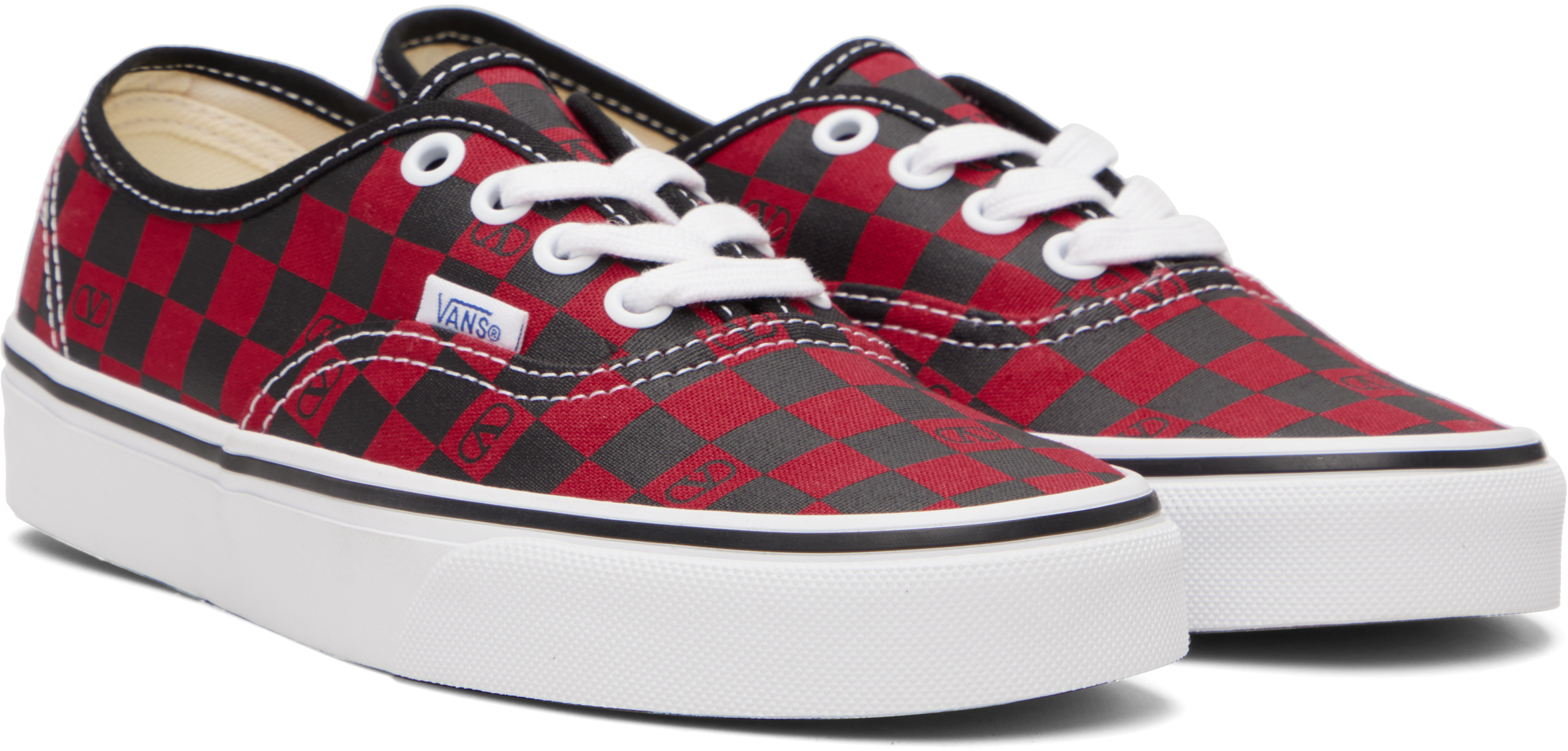 Valentino Red Vans Edition Low-top Vlogo Checkerboard Sneakers In Red