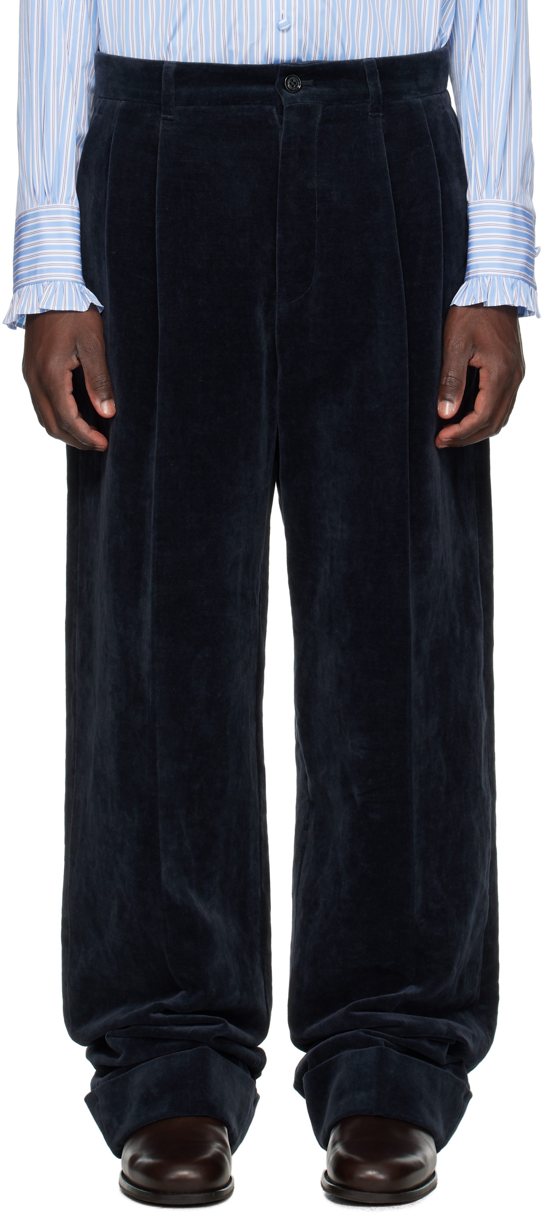 Valentino Trousers Featuring Pleated Design And Belt Loops In Blue