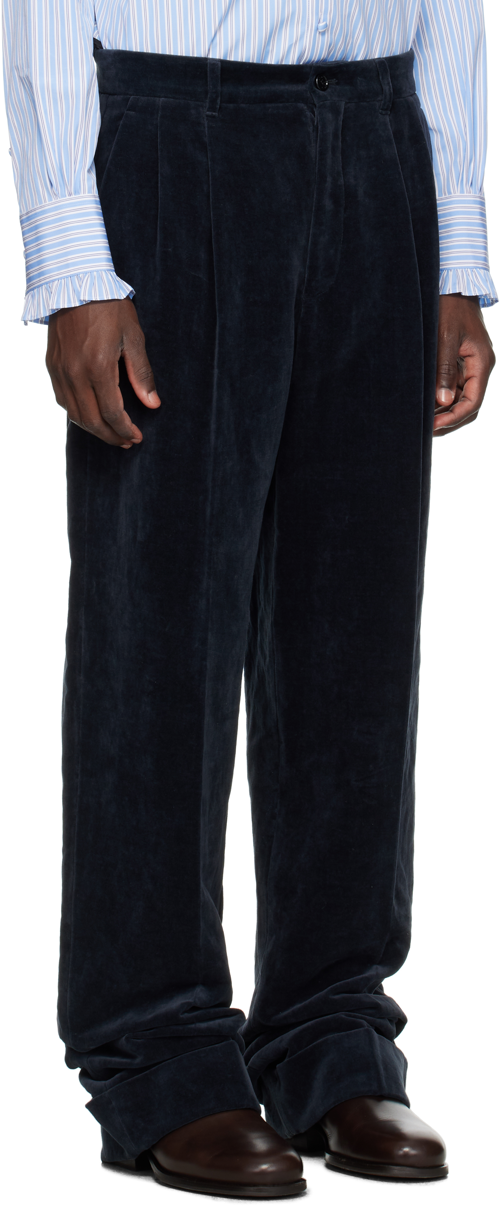 Valentino Trousers Featuring Pleated Design And Belt Loops In Blue