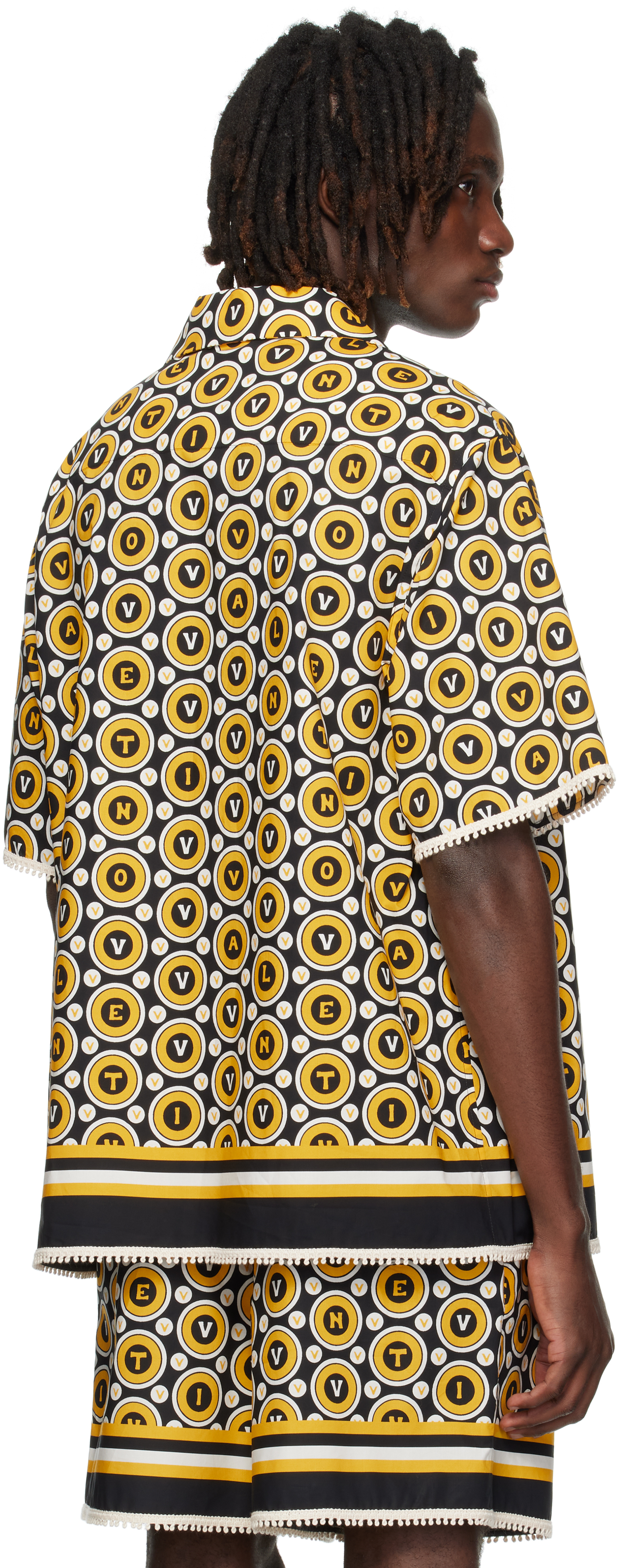Valentino Bowling Shirt With Bulles Royales Print In Black