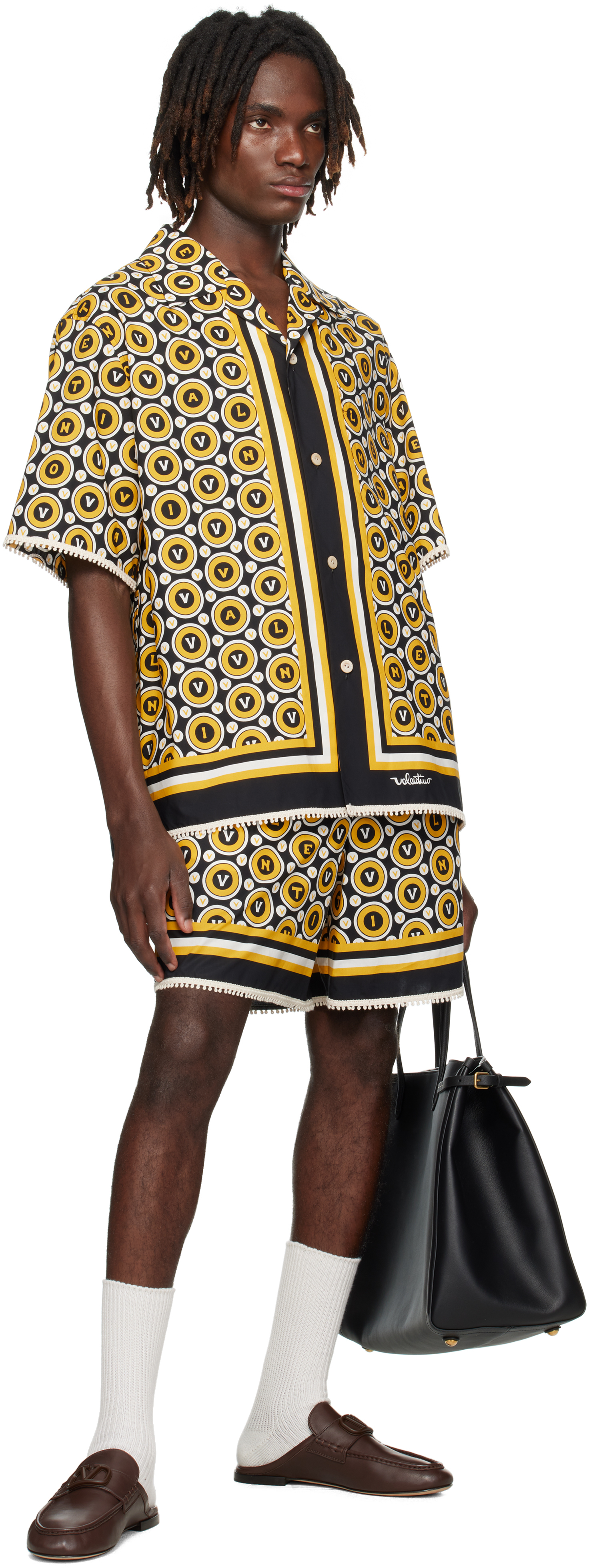 Valentino Bowling Shirt With Bulles Royales Print In Black