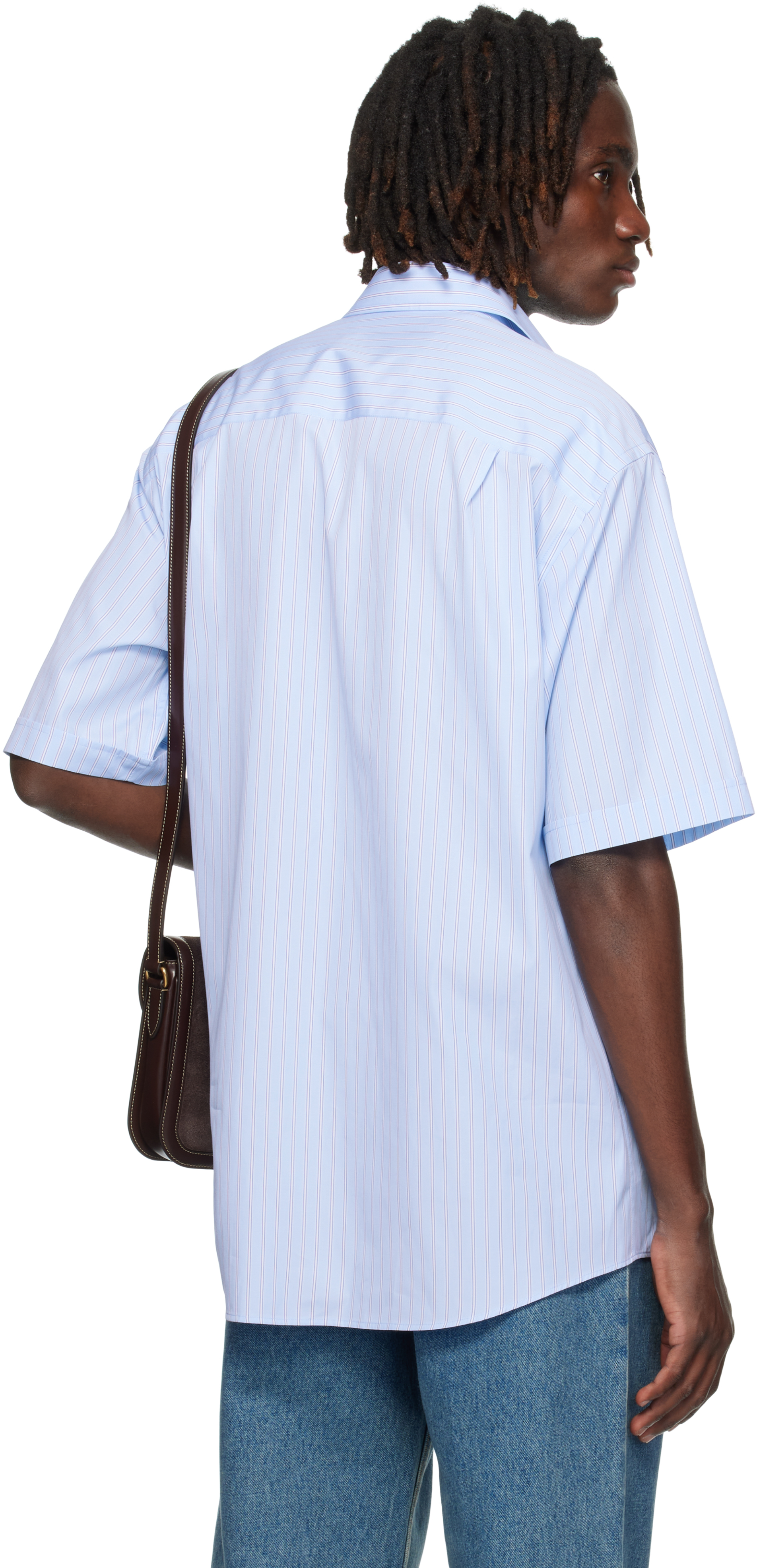 Valentino Embroidered Cotton Shirt In Blue