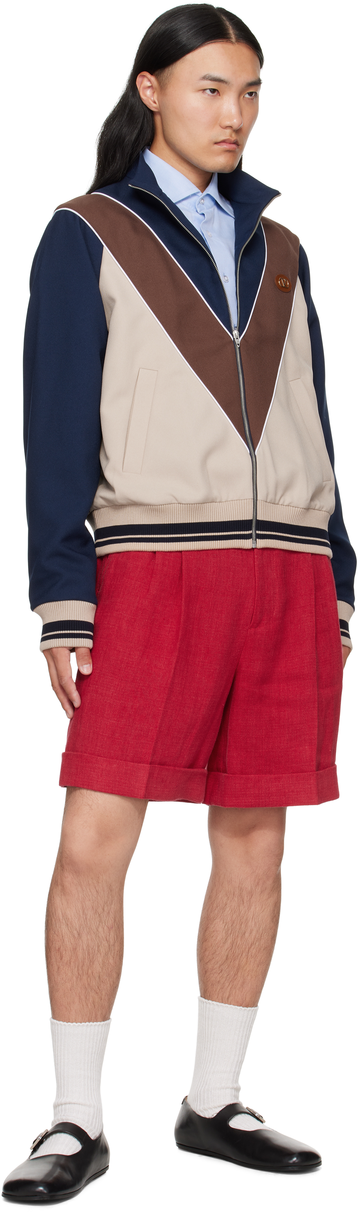 Valentino Straight-leg Pleated Linen Bermuda Shorts In Red