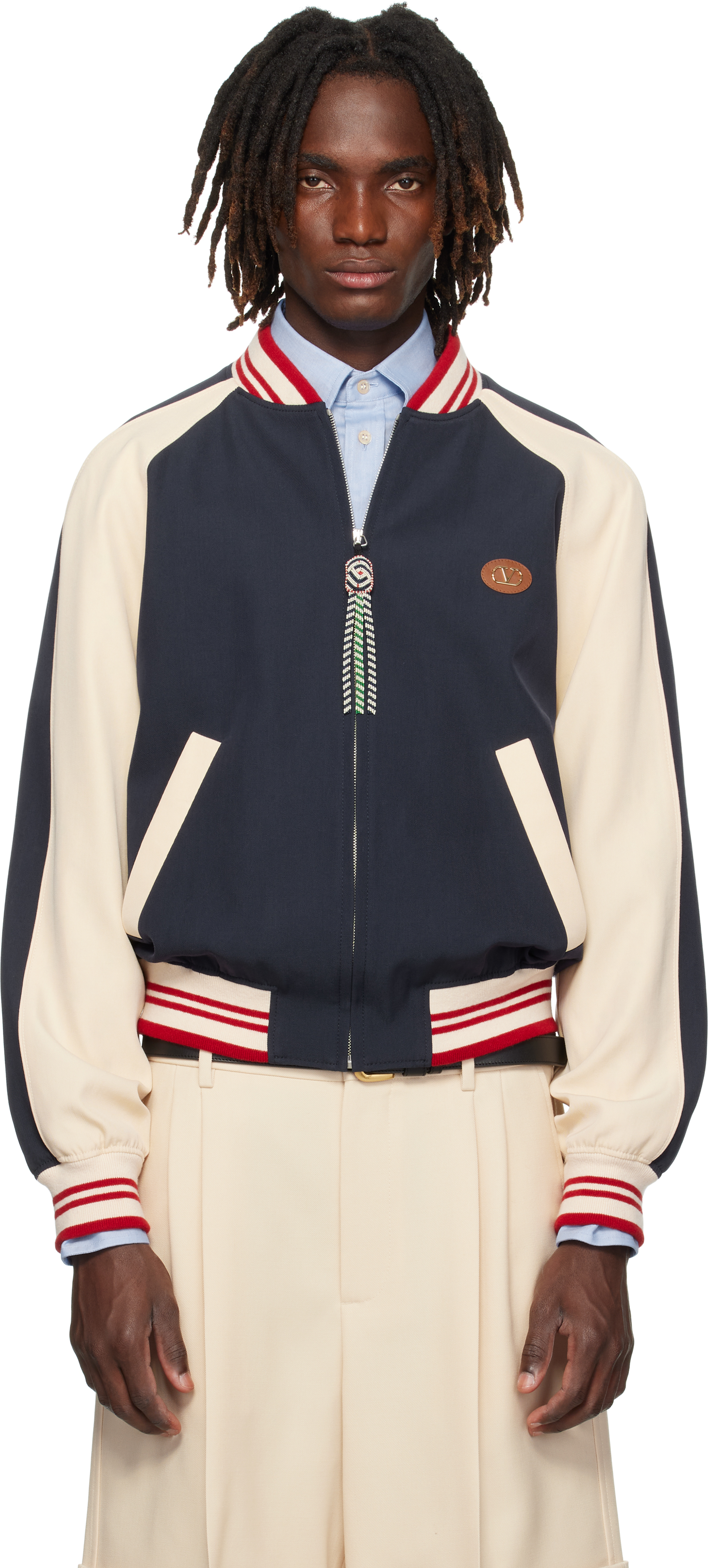 Valentino Sporty Bomber Jacket With Embroidered Details In Multi