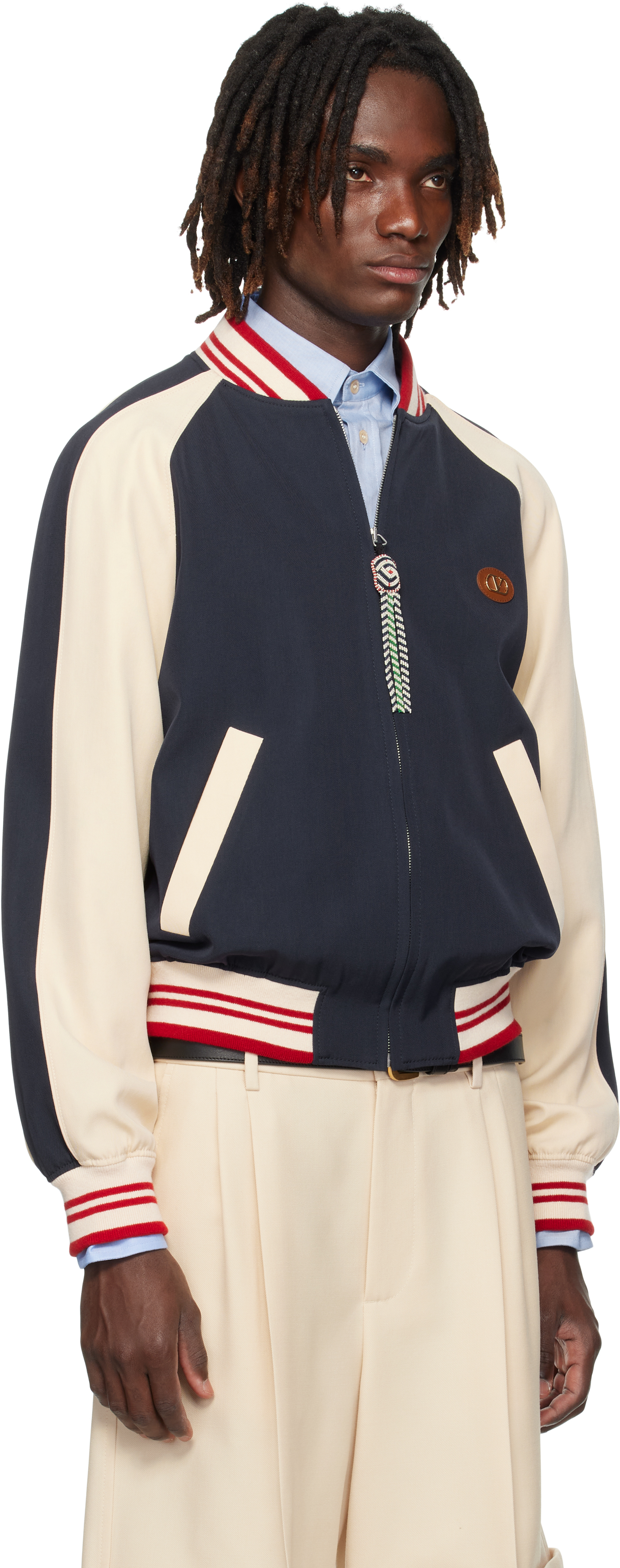 Valentino Sporty Bomber Jacket With Embroidered Details In Multi