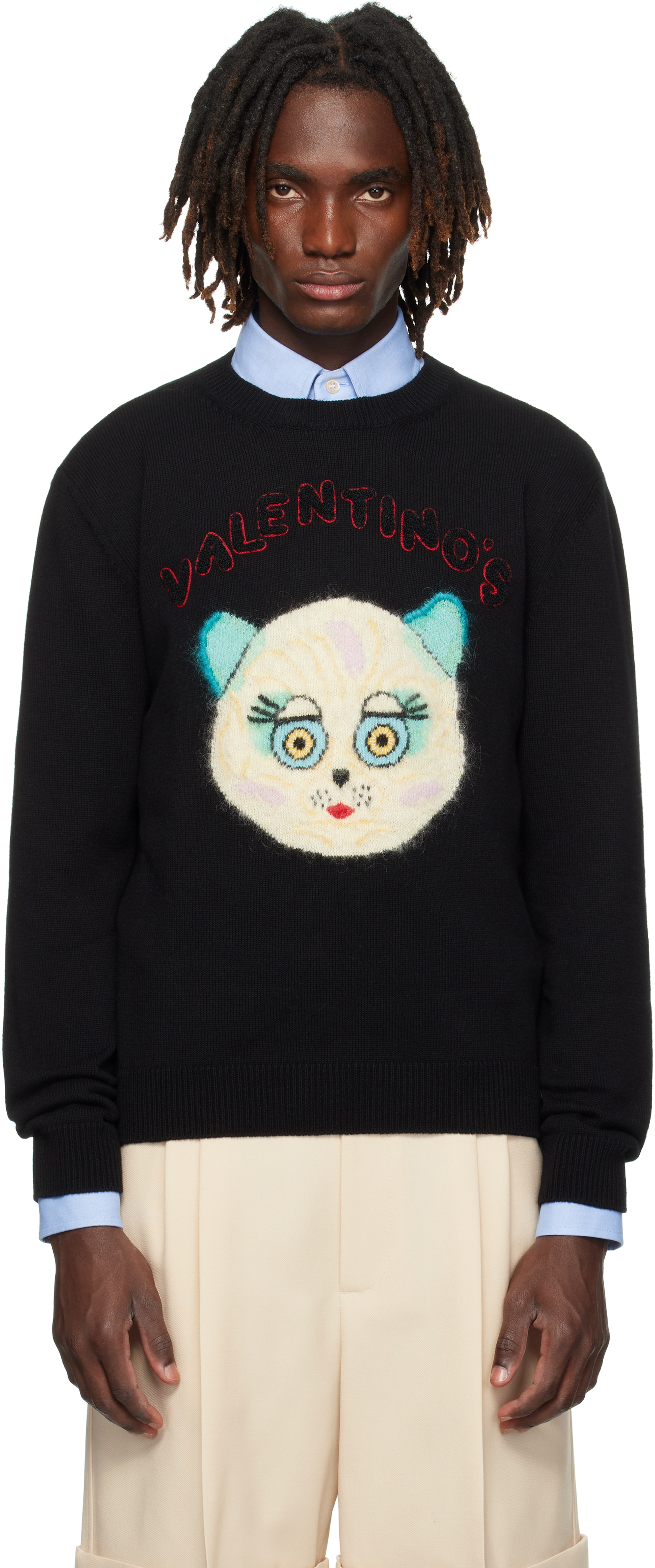 Valentino Garavani Sweater With Le Chat De La Maison Patch In Black