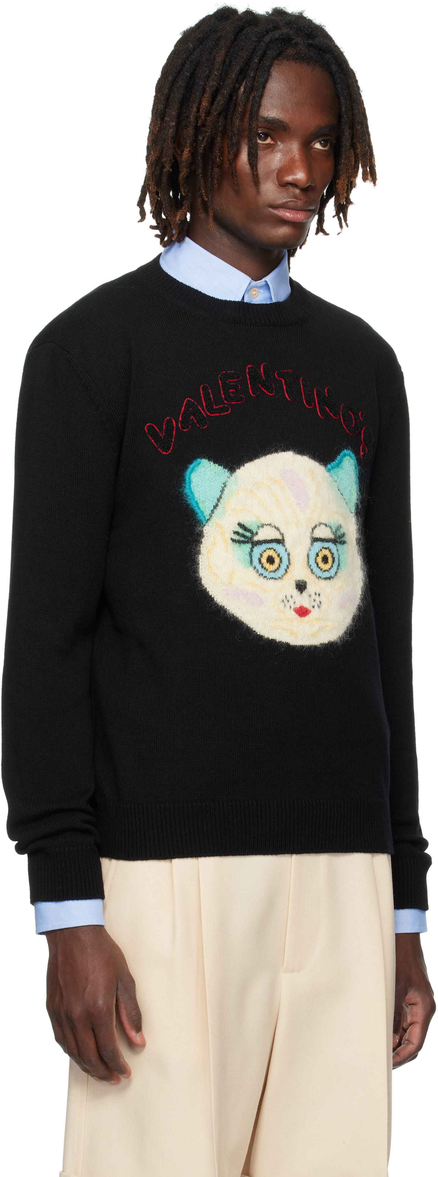 Valentino Garavani Sweater With Le Chat De La Maison Patch In Black