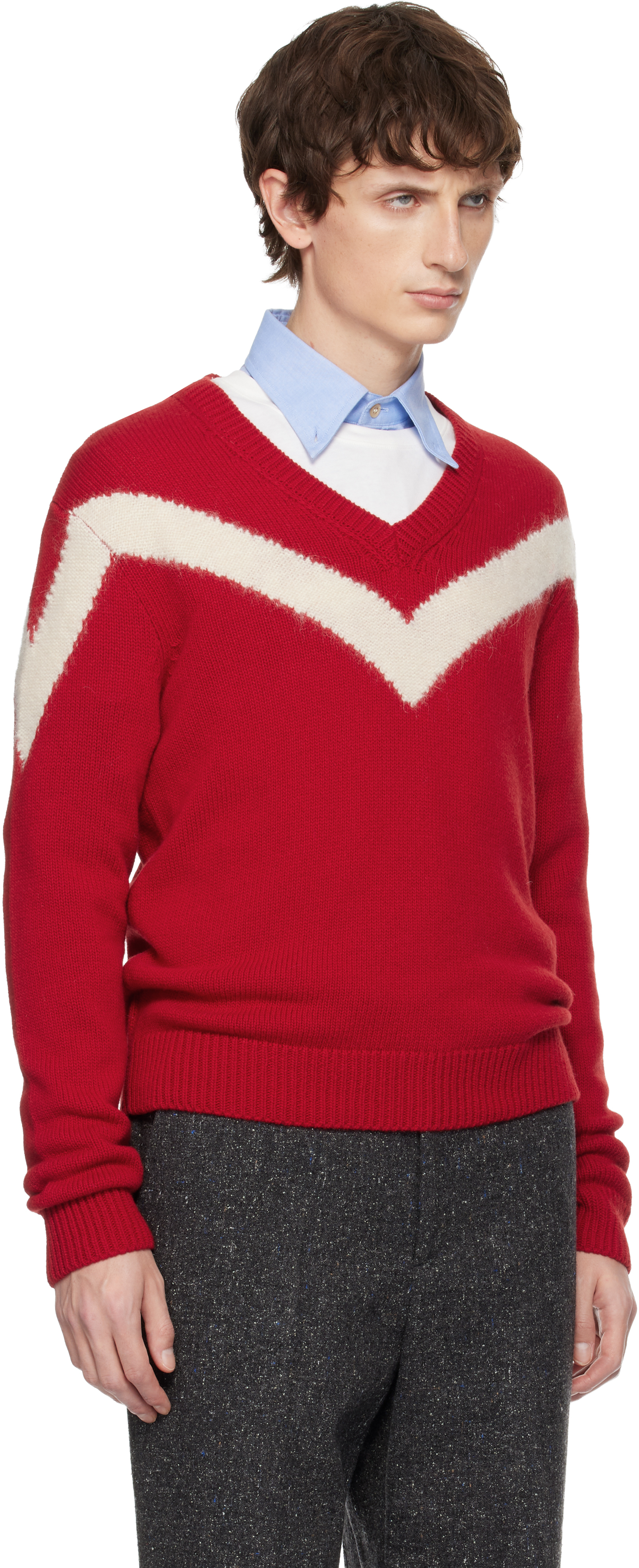 Valentino Garavani Intarsia Wool Jumper In Red