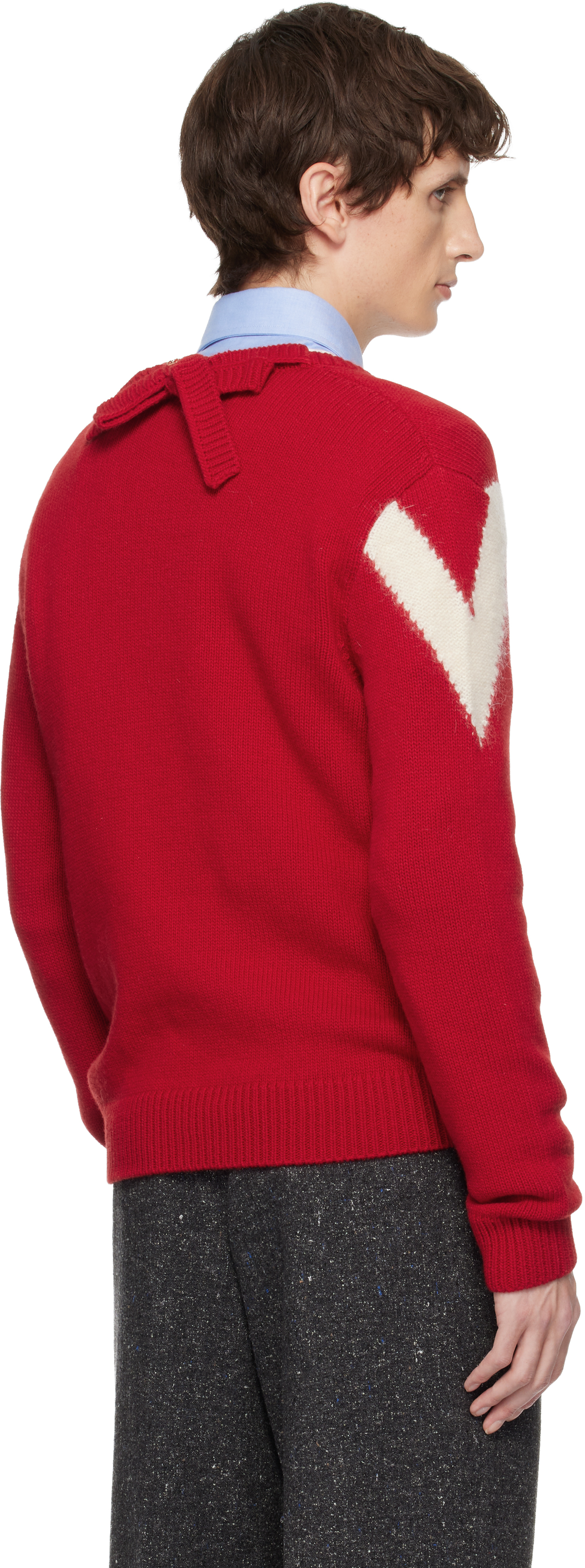 Valentino Garavani Intarsia Wool Jumper In Red