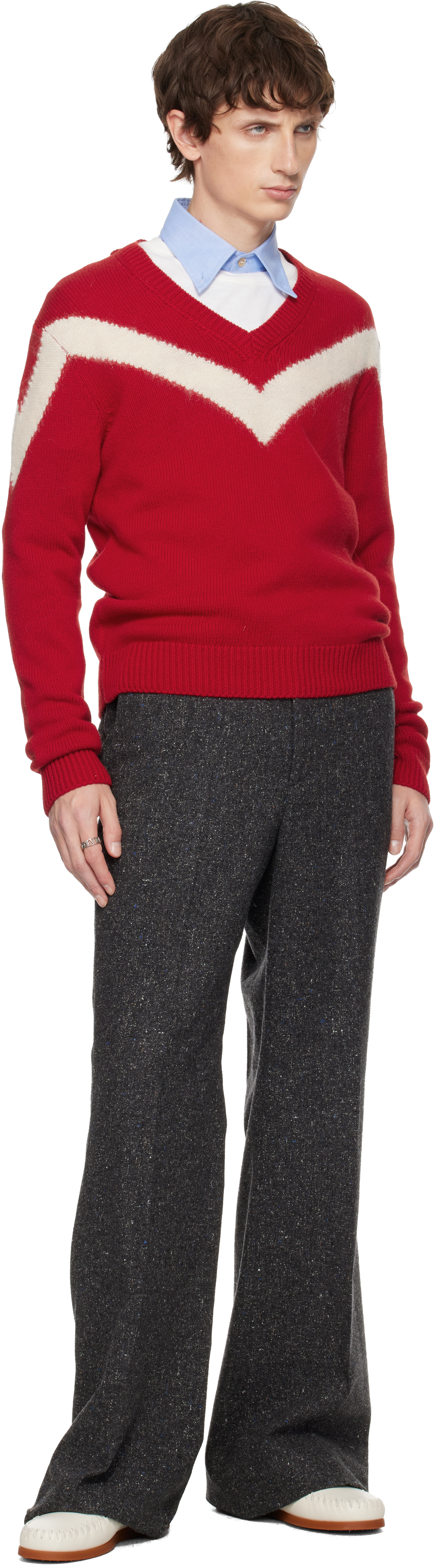 Valentino Garavani Intarsia Wool Jumper In Red