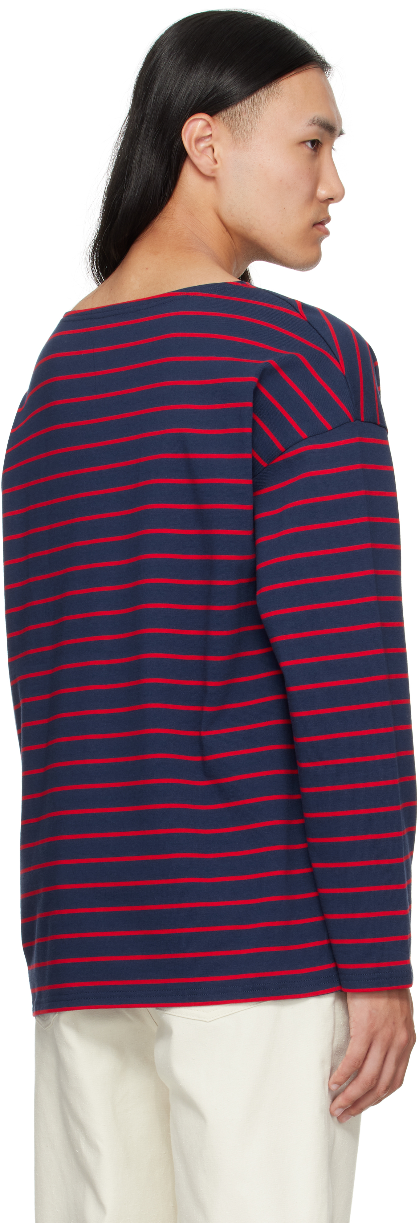 Valentino Red & Navy 'chez ' Print Long-sleeved Cotton T-shirt