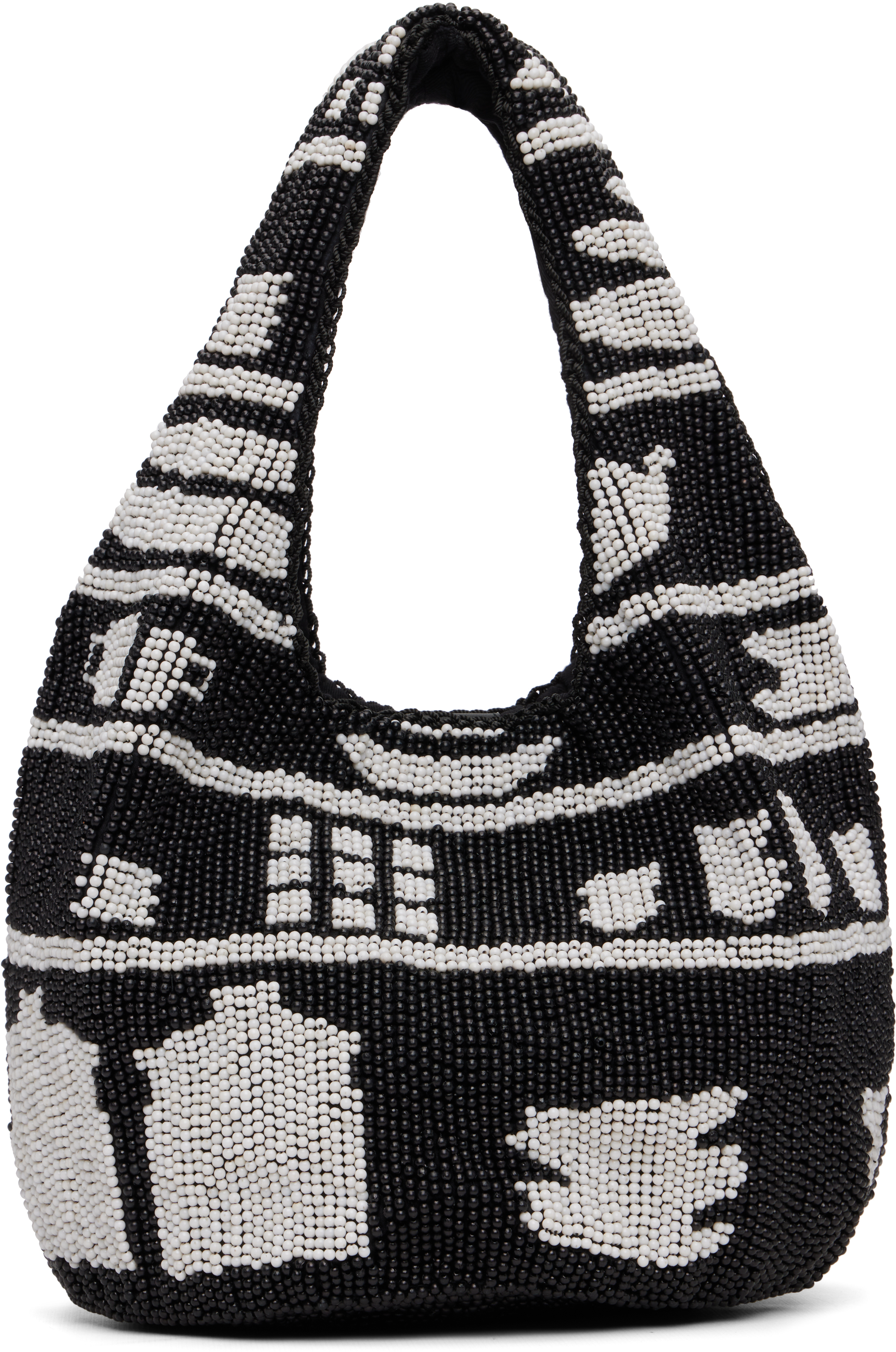 Jw Anderson Black Mini Beaded Shopper Tote In Black