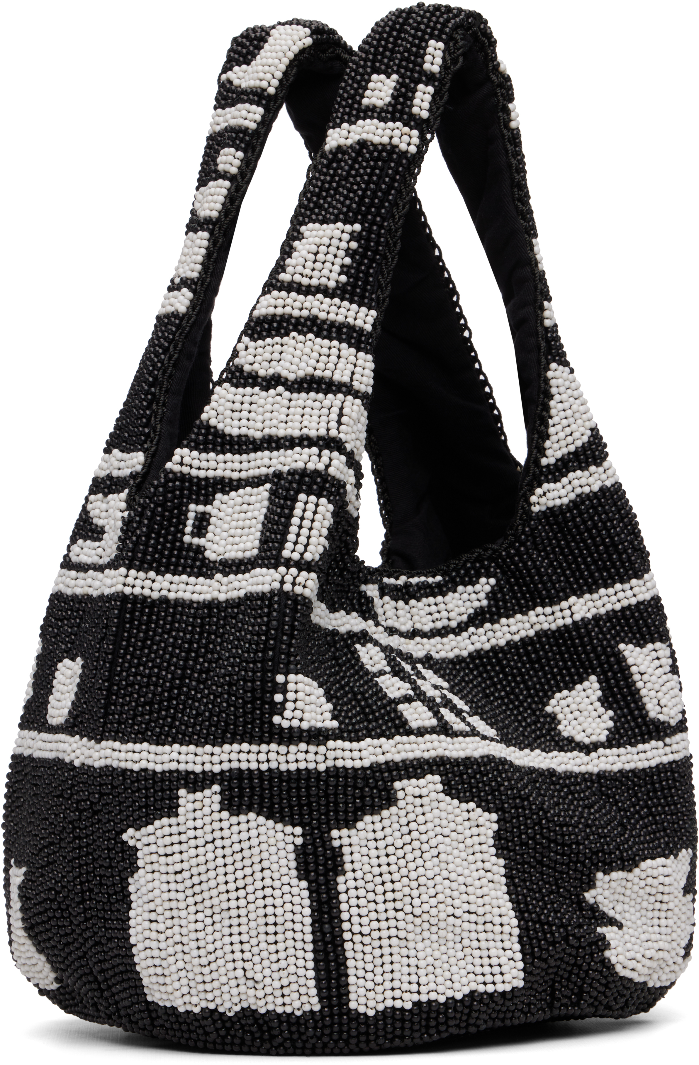 Jw Anderson Black Mini Beaded Shopper Tote In Black