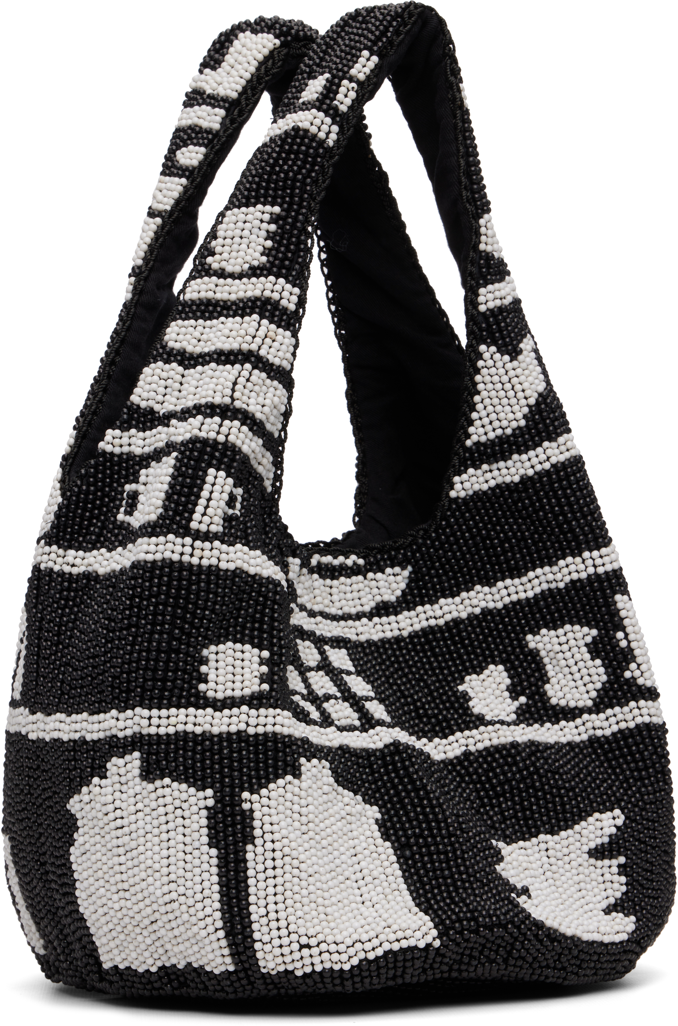 Jw Anderson Black Mini Beaded Shopper Tote In Black