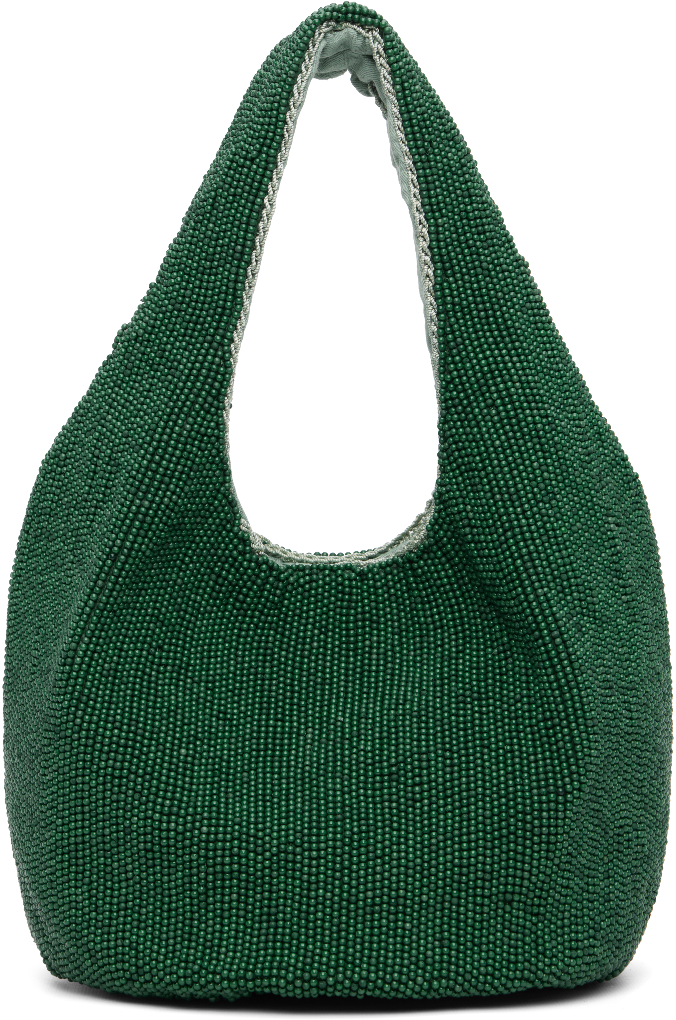 Jw Anderson Green Mini Beaded Shopper Tote
