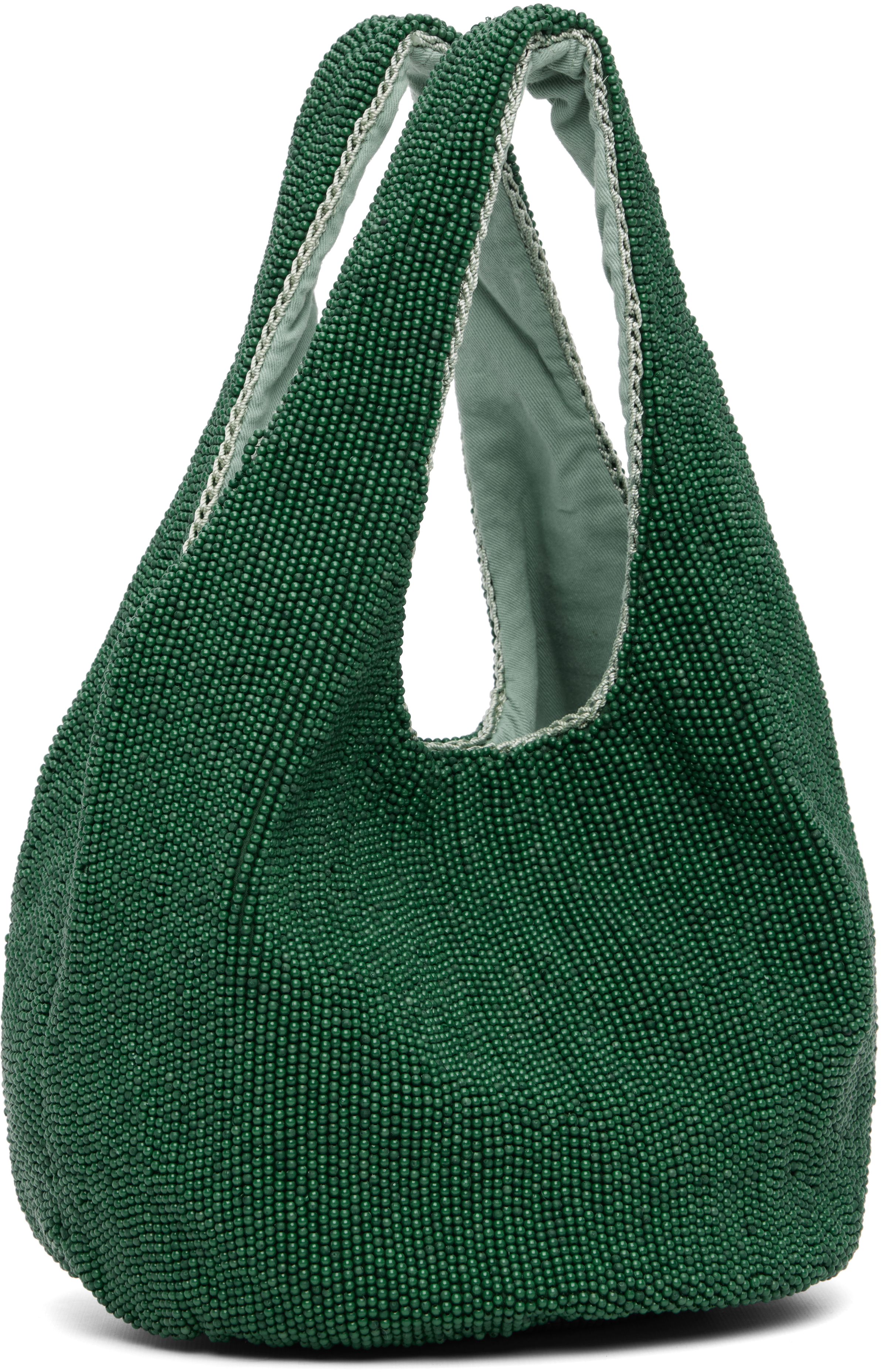 Jw Anderson Green Mini Beaded Shopper Tote In Green