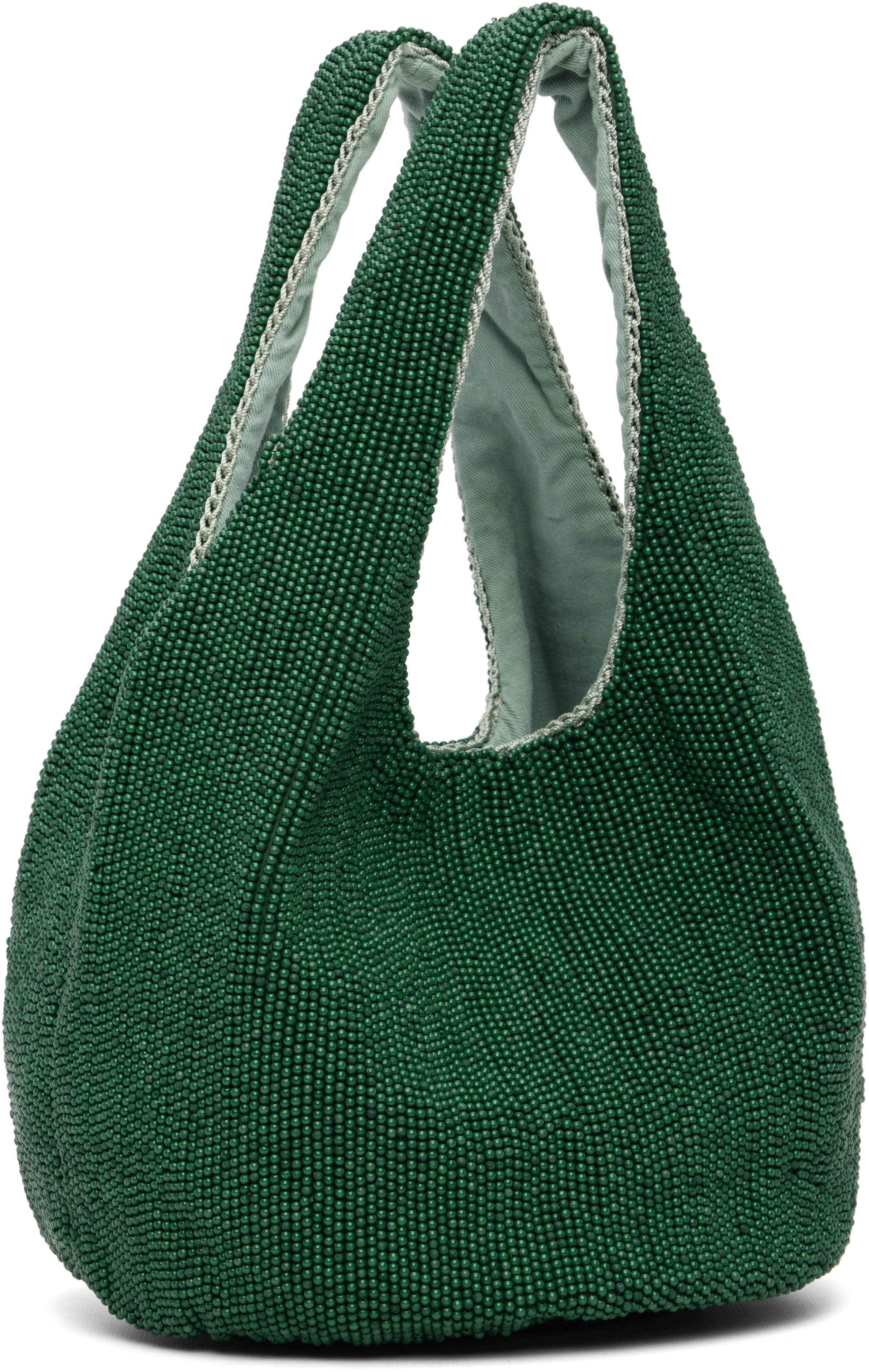 Jw Anderson Green Mini Beaded Shopper Tote In Green