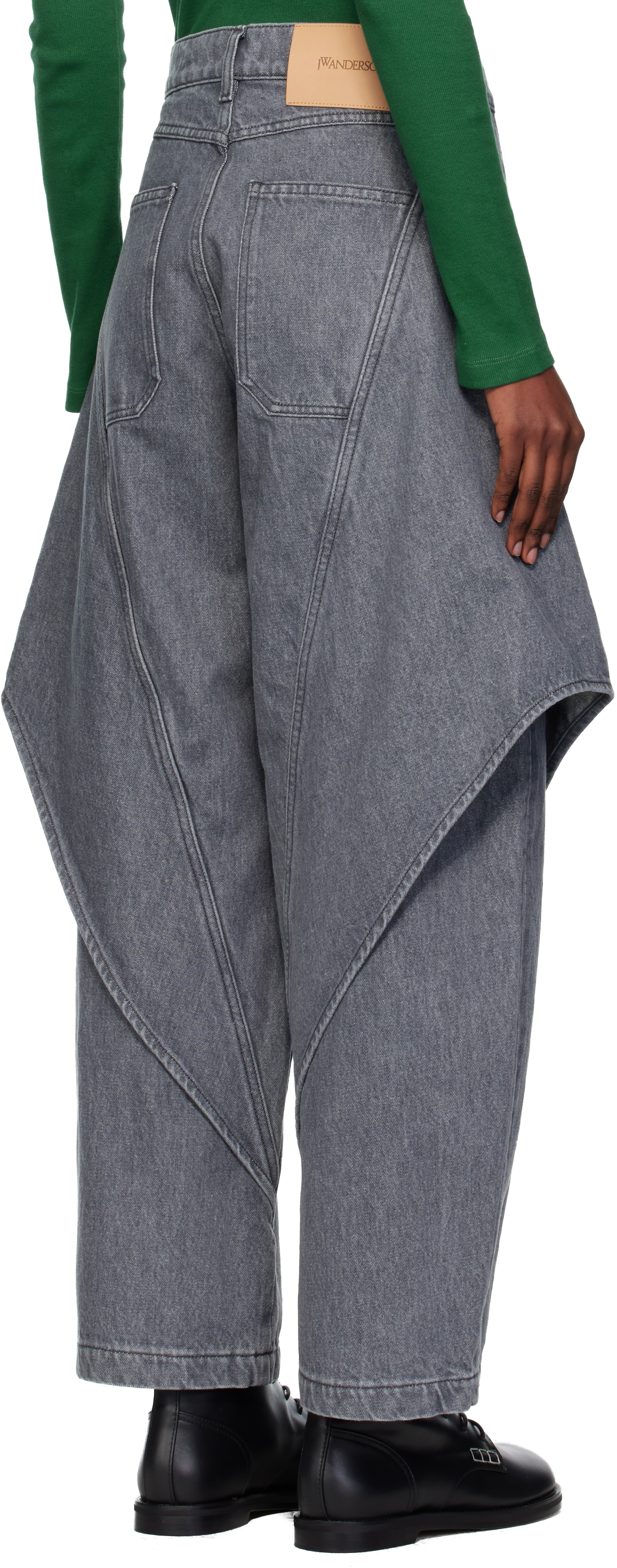 Jw Anderson Cropped Sculptural Jeans Light Grey In Gray
