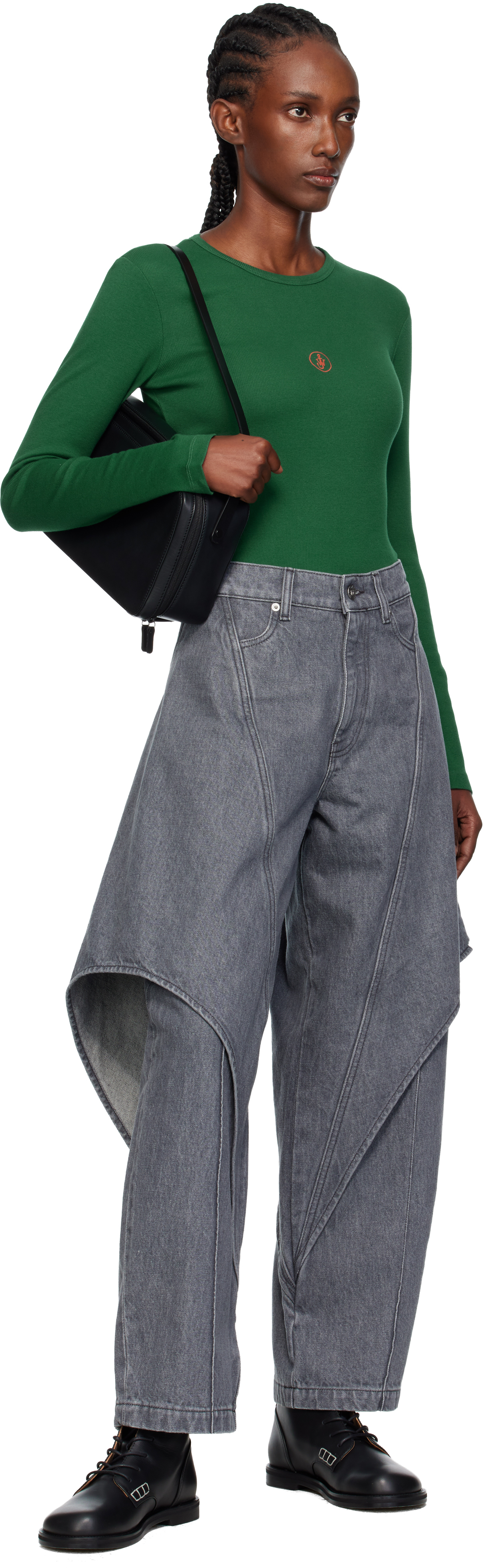 Jw Anderson Cropped Sculptural Jeans Light Grey In Gray