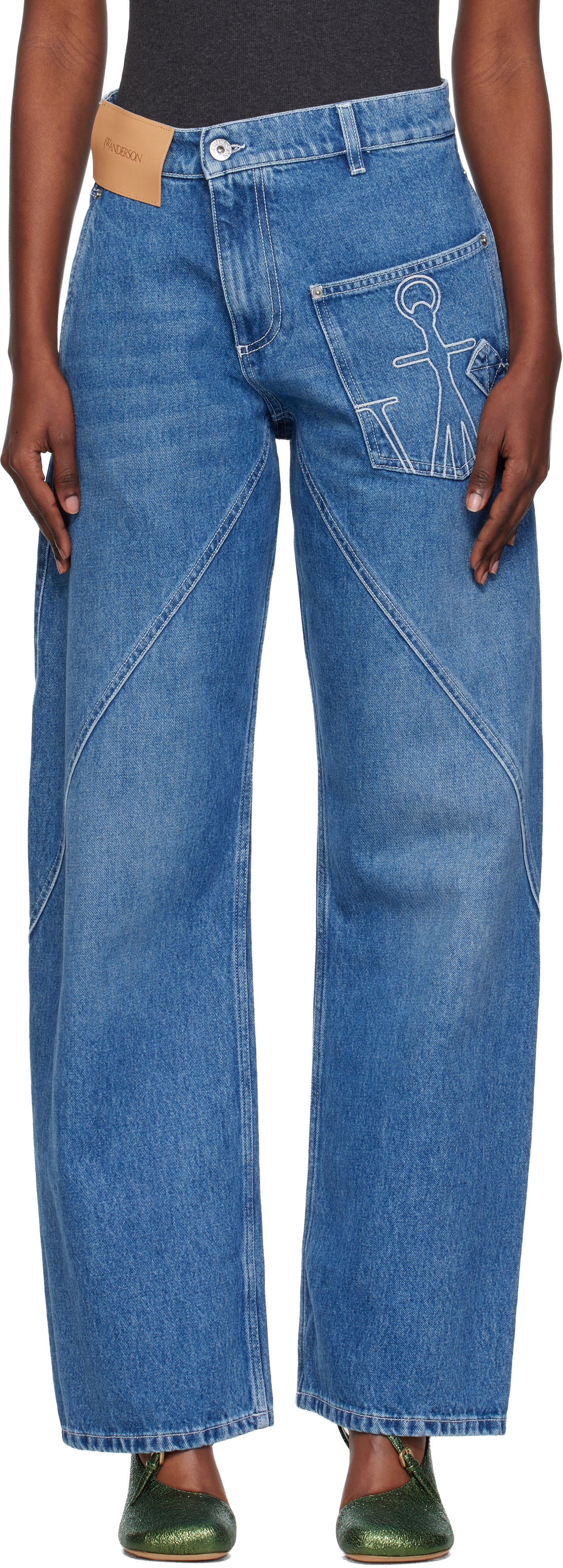 JW Anderson: Blue Twisted Workwear Jeans | SSENSE