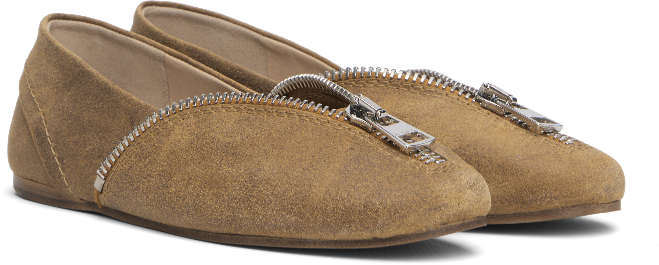 Jw Anderson Tan Biker Ballerina Flats In Multi
