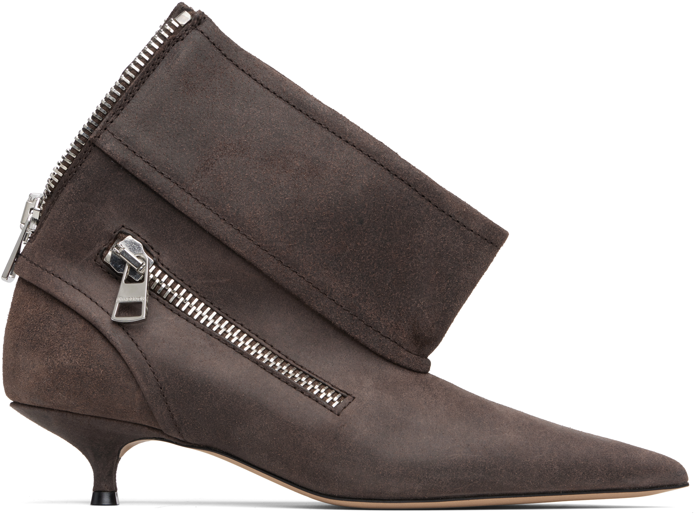 Jw Anderson Brown Biker Kitten Heel Boots