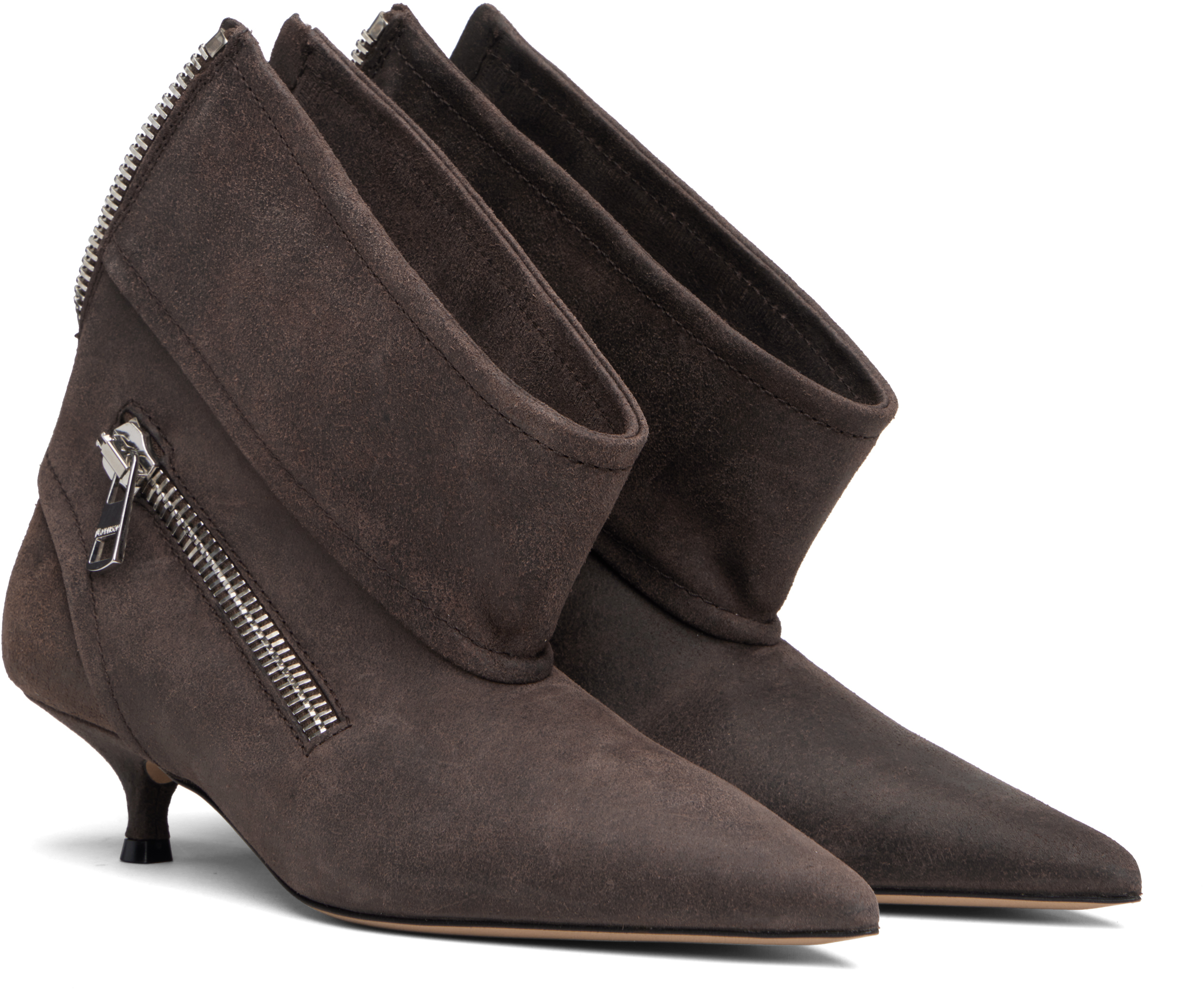 Jw Anderson Brown Biker Kitten Heel Boots In Brown