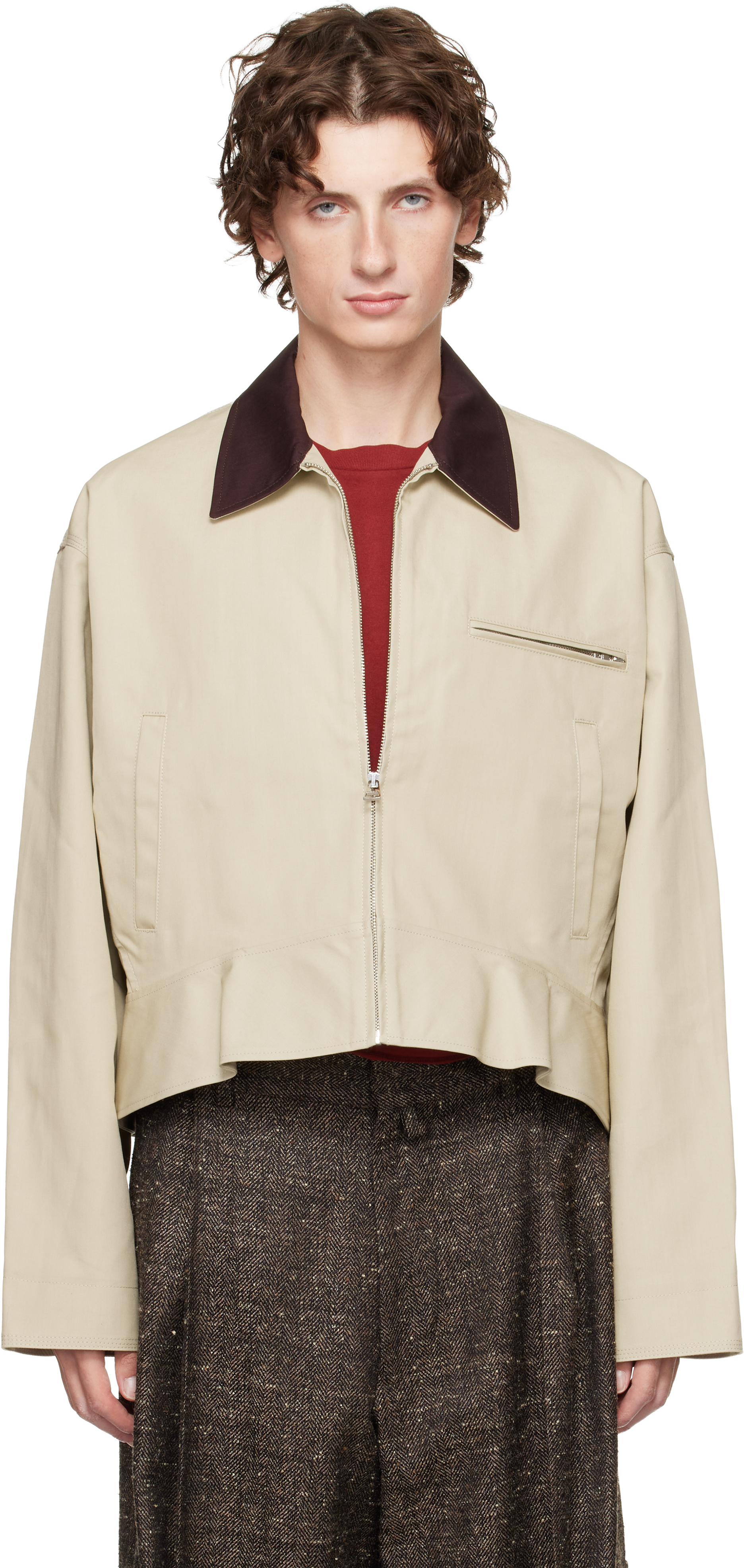 Jw Anderson Curved Hem Workwear Jacket In Neutral