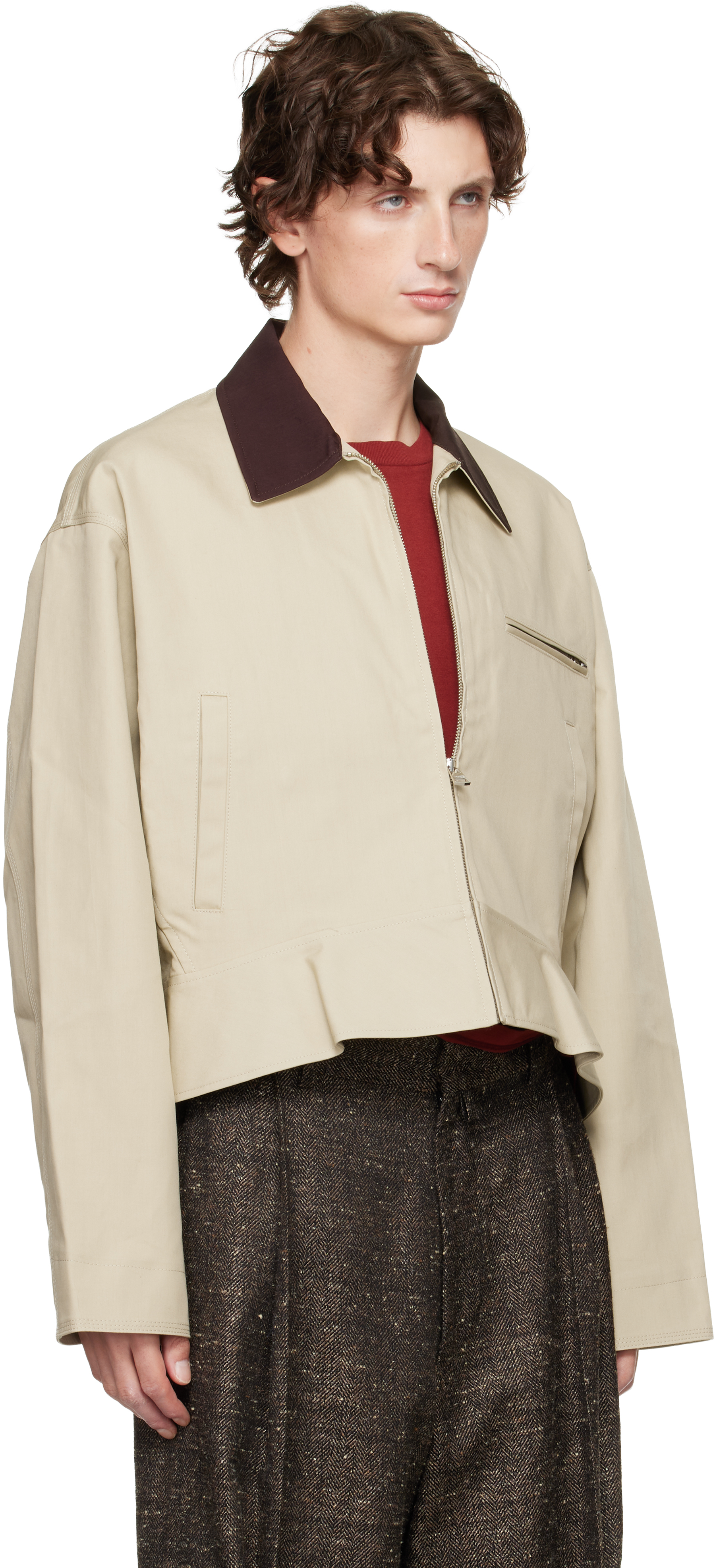 Jw Anderson Curved Hem Workwear Jacket In Neutral