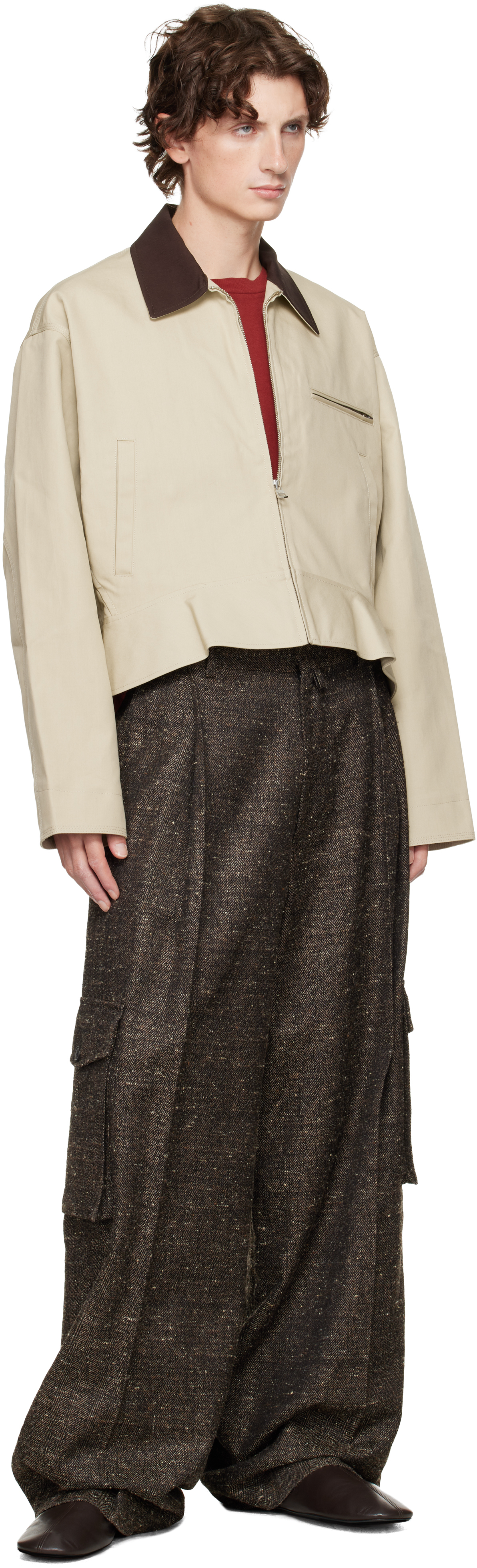 Jw Anderson Curved Hem Workwear Jacket In Neutral