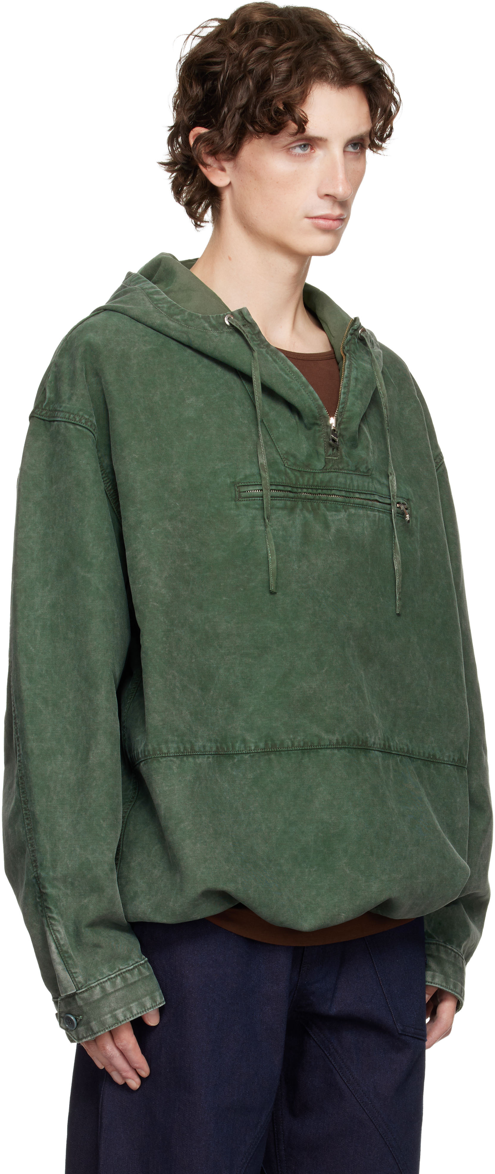 Jw Anderson Green Garment-dyed Anorak Jacket In Green